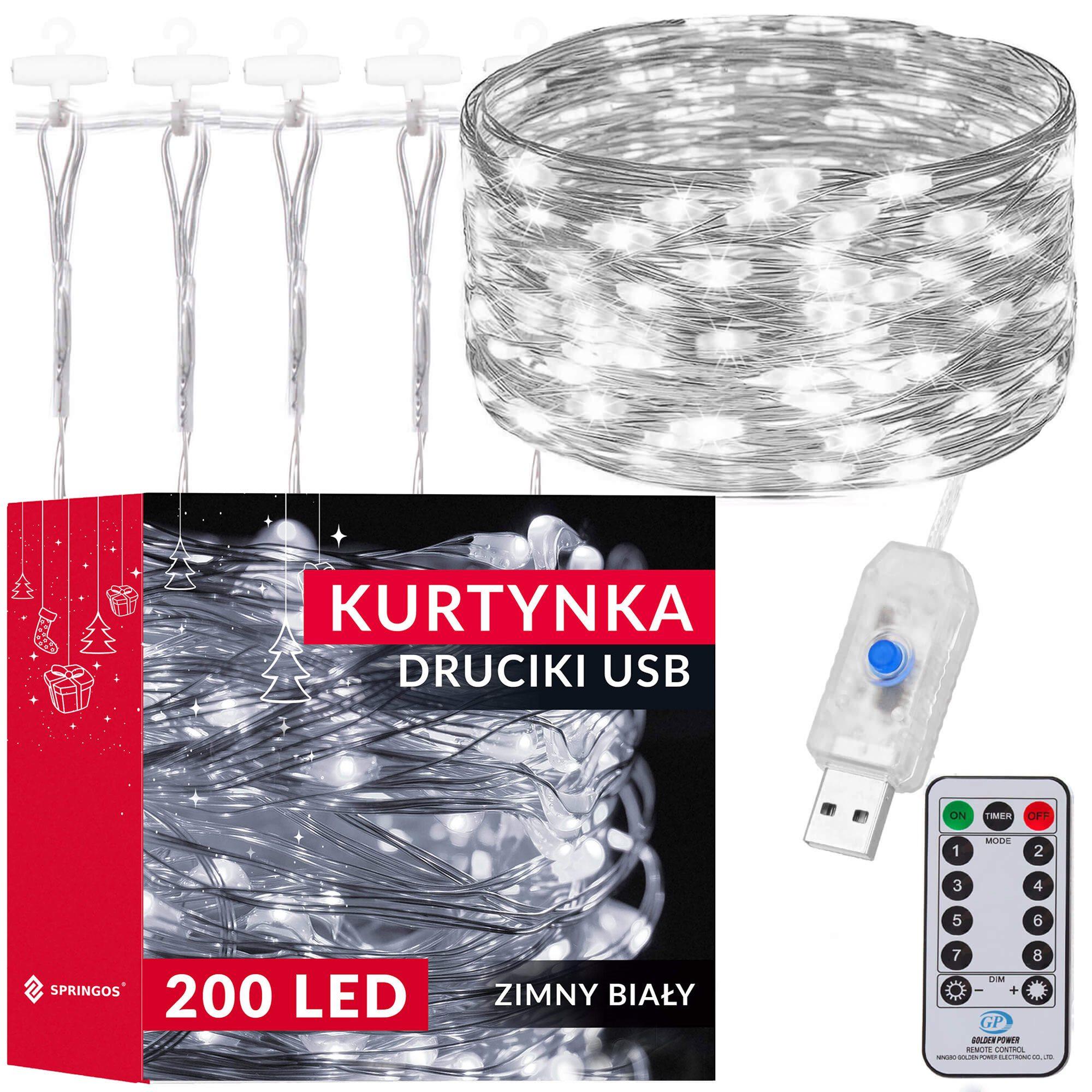 Springos Vielinės girliandos užuolaida su 200 LED ir nuotoliniu valdymu