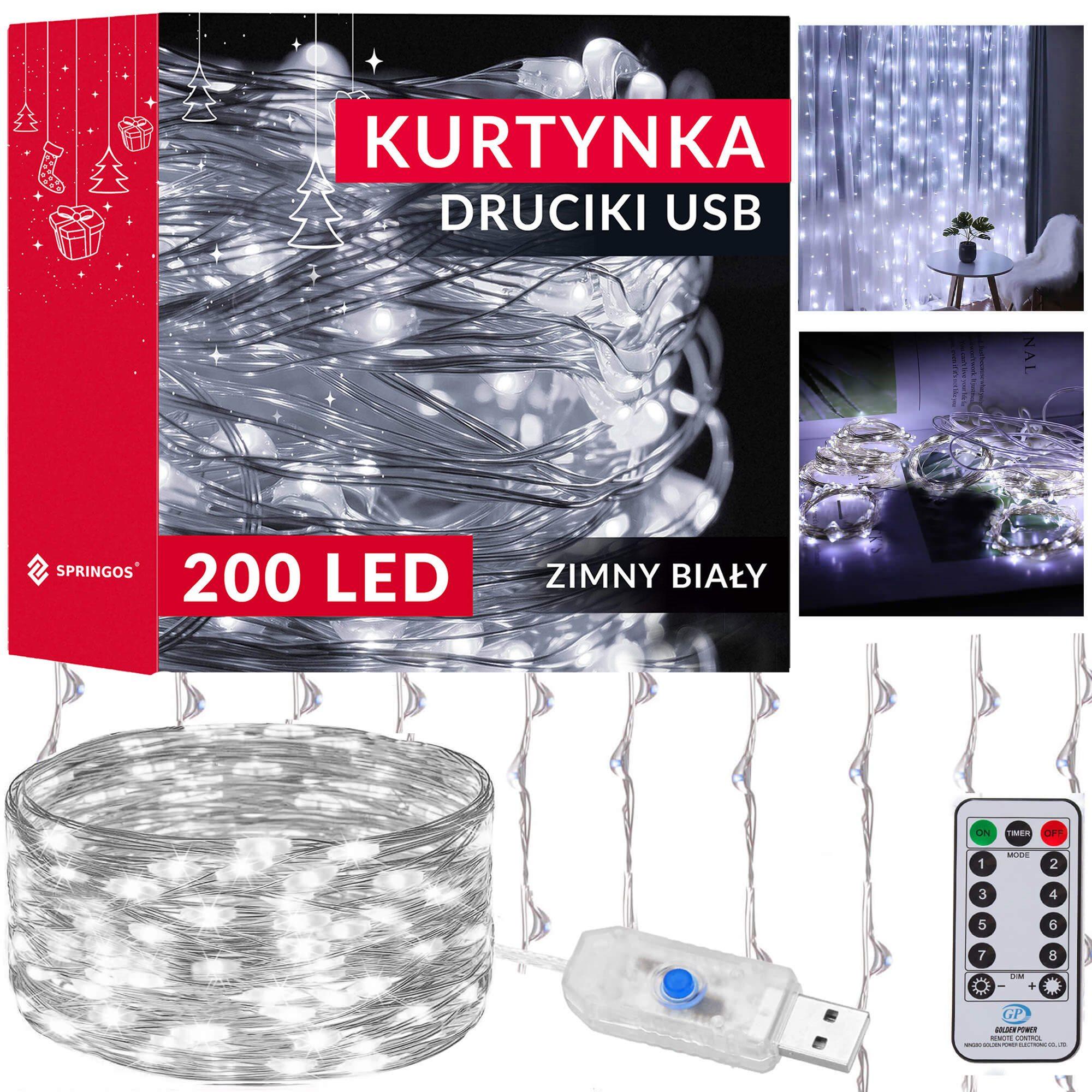 Springos Vielinės girliandos užuolaida su 200 LED ir nuotoliniu valdymu