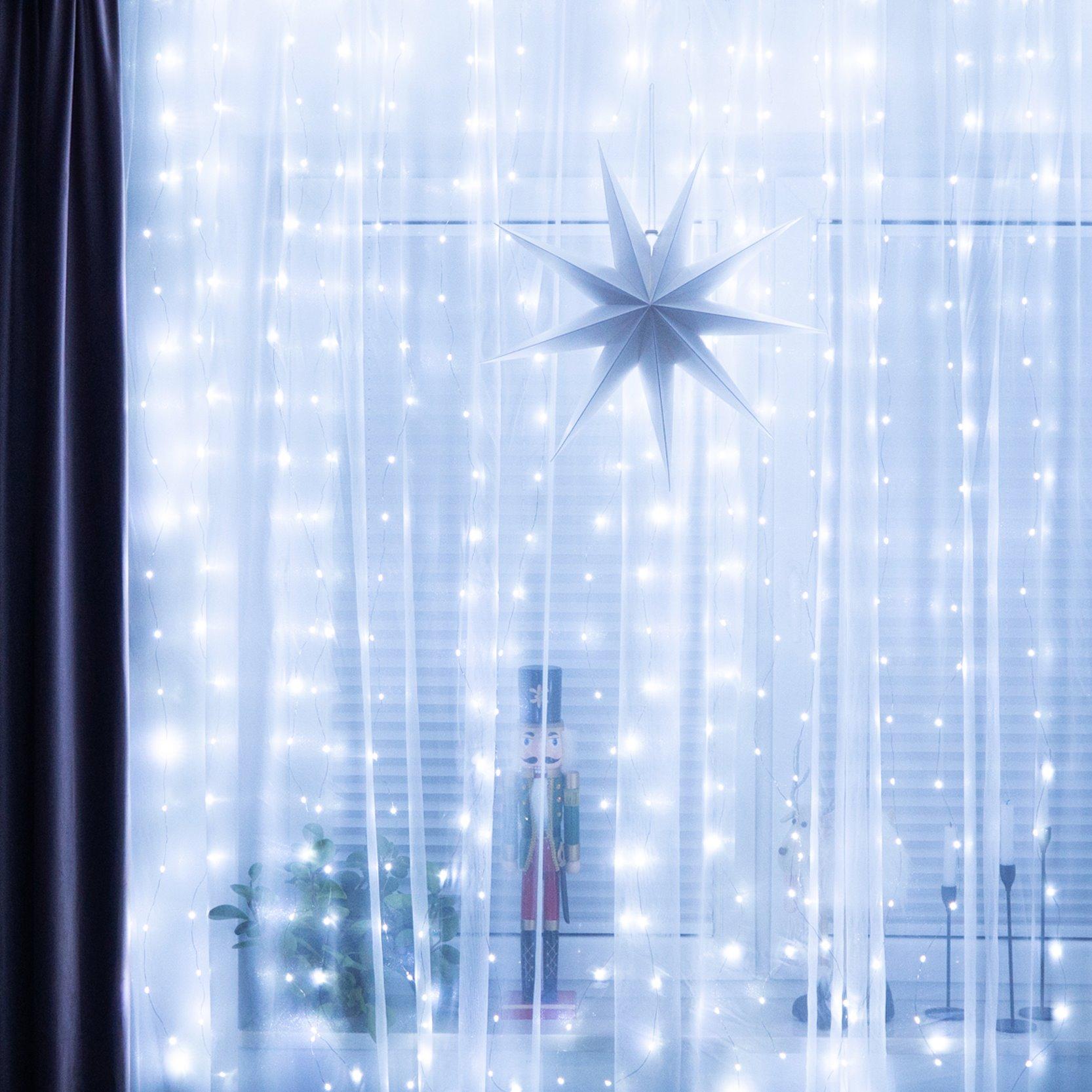 Springos Vielinės girliandos užuolaida su 200 LED ir nuotoliniu valdymu
