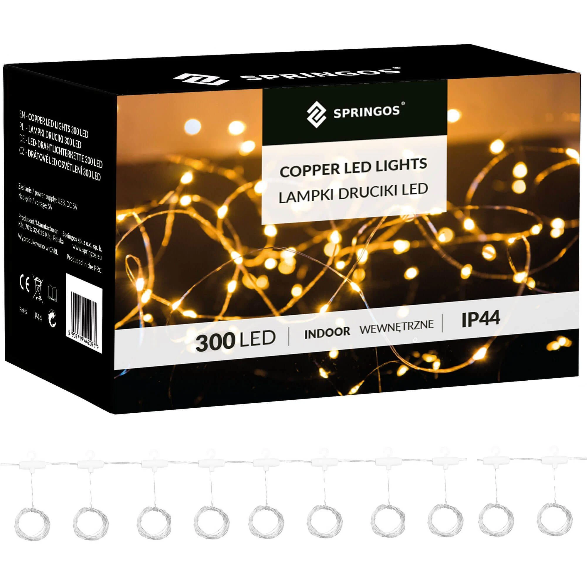 Vielinės lempos užuolaidos Springos 3x3 m, 300 LED, šilta balta