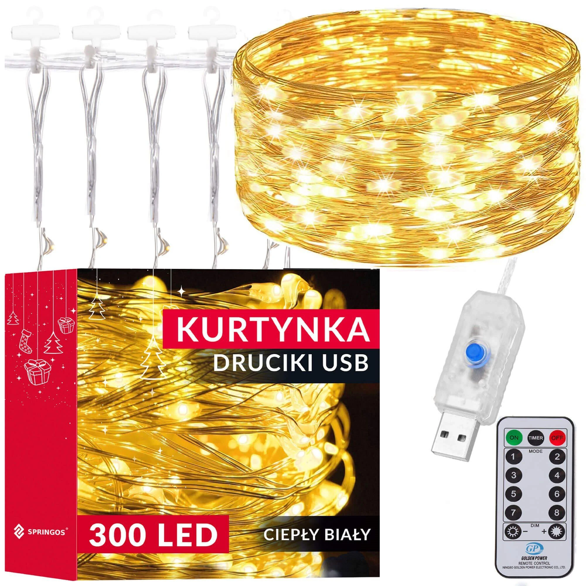 Vielinės lempos užuolaidos Springos 3x3 m, 300 LED, šilta balta