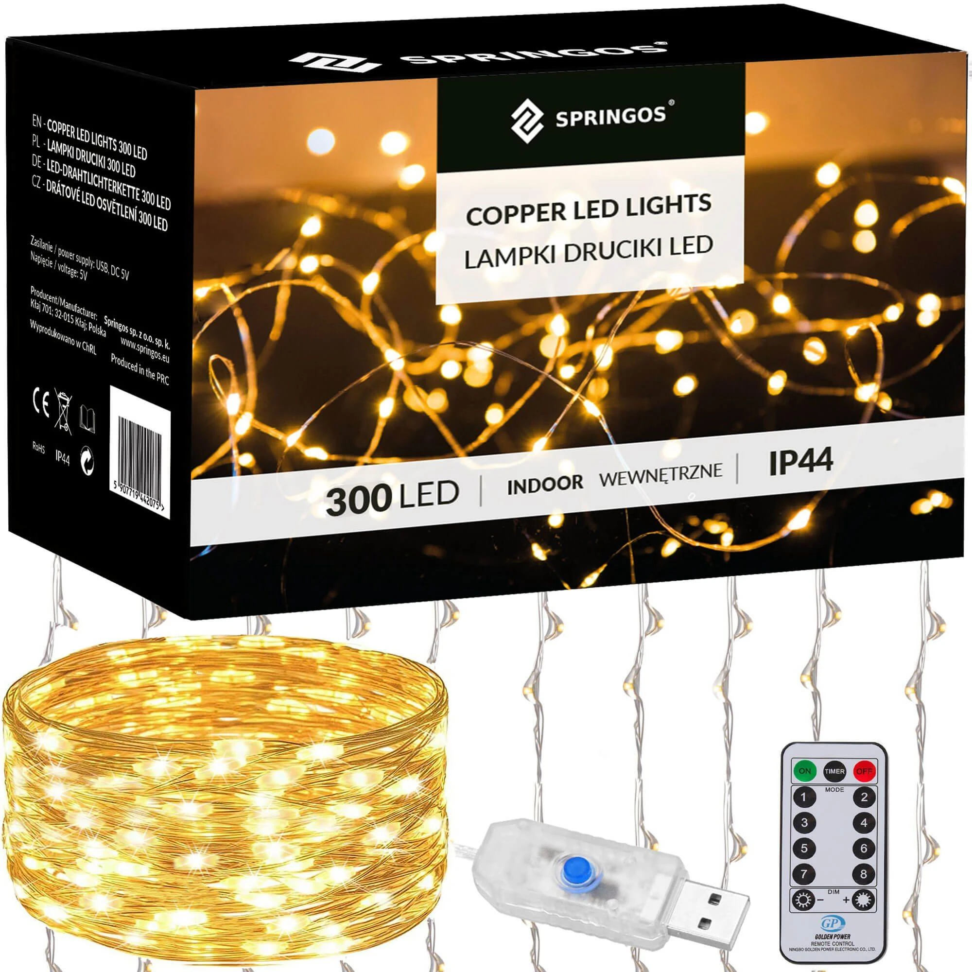 Vielinės lempos užuolaidos Springos 3x3 m, 300 LED, šilta balta