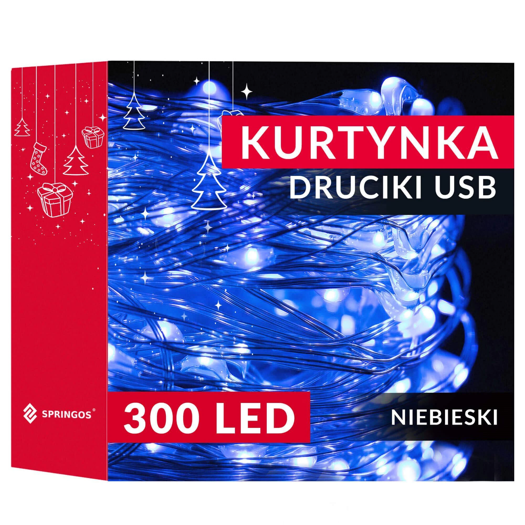 Springos LED Užuolaidėlė 300 mėlynų lempučių 3x3 m su nuotolinio valdymo pultu