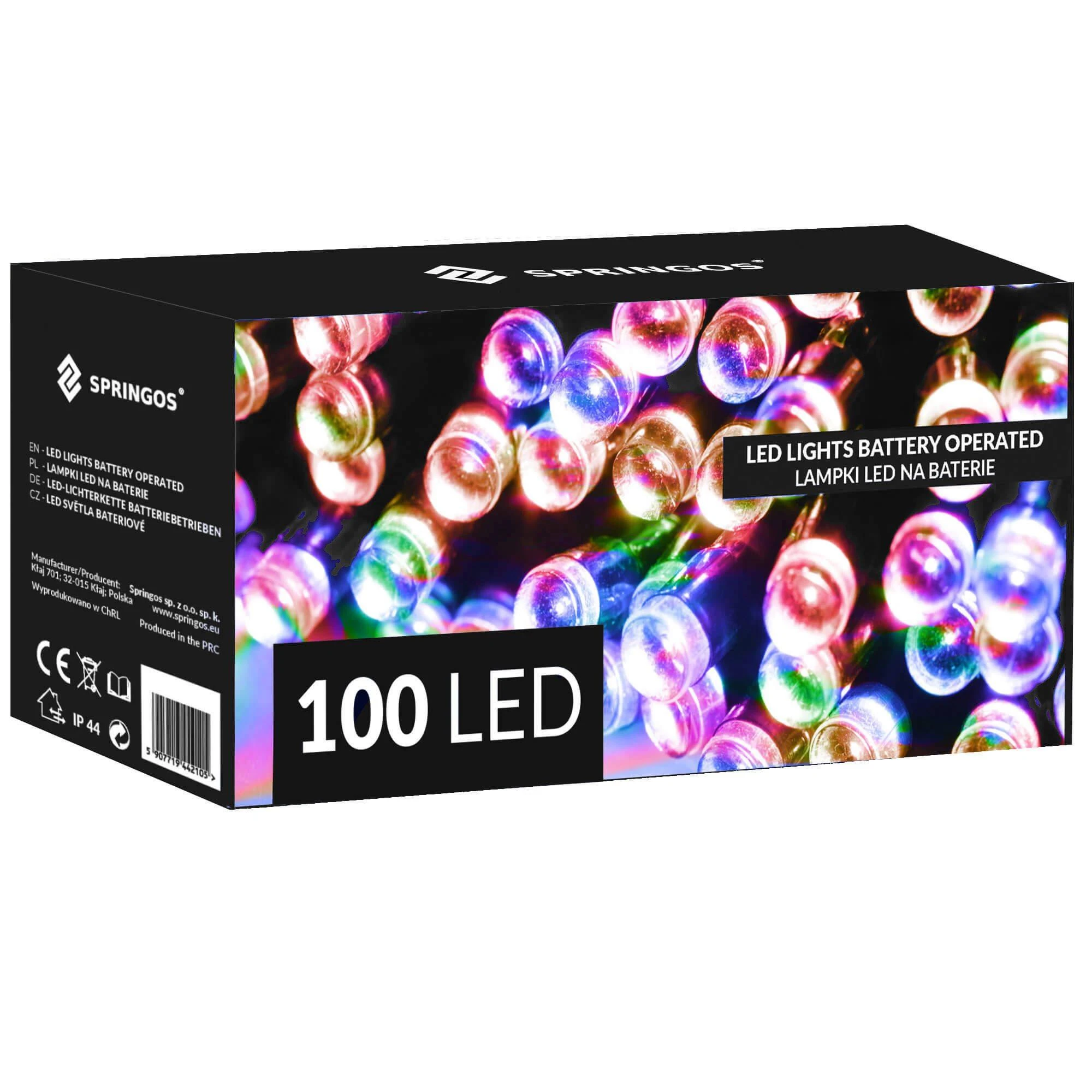 Springos LED girlianda su laikmačiu, 100 diodų, daugiaspalvė, 10,5 m
