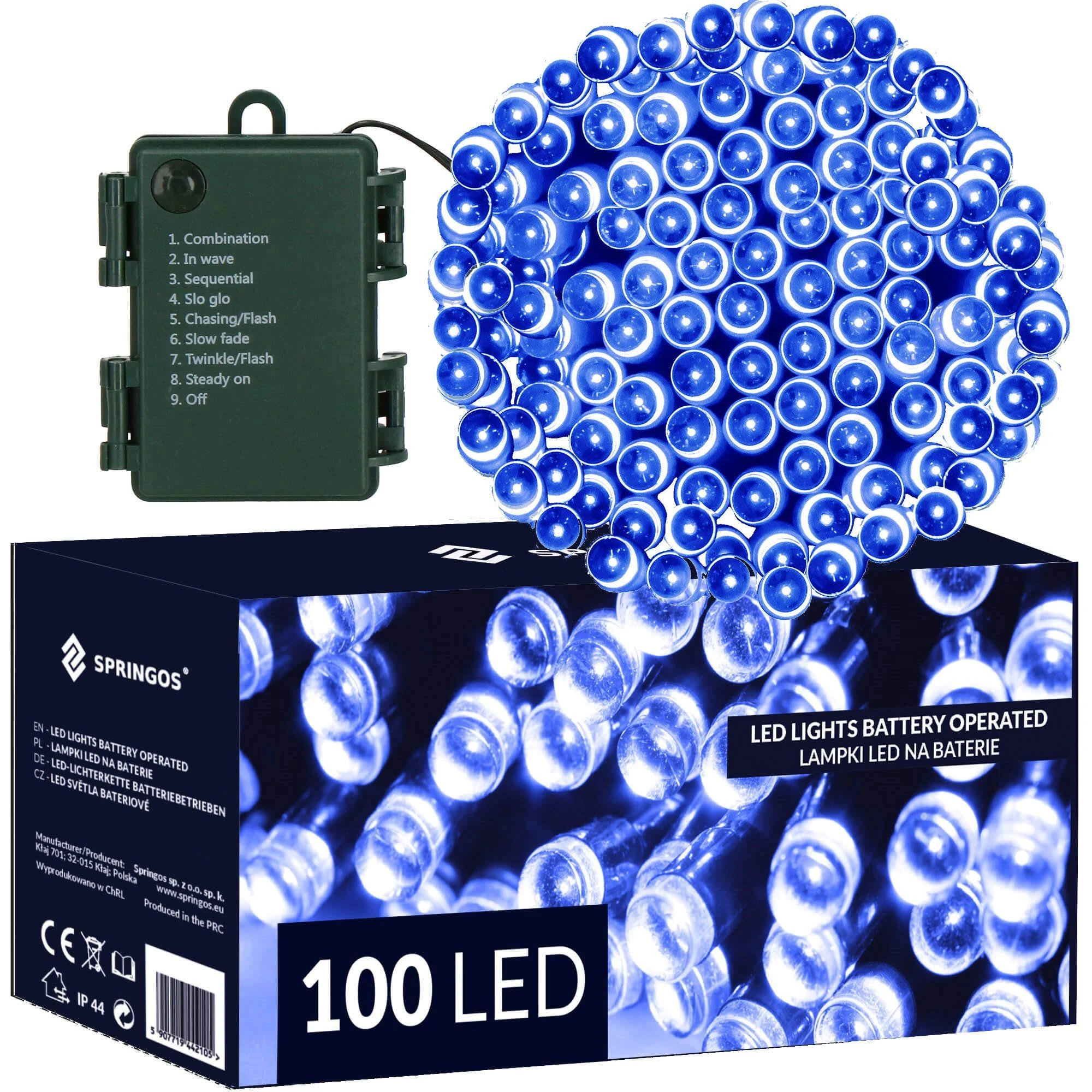 Springos Baterinės LED lemputės, 100 diodų, laikmatis, 10,5 m