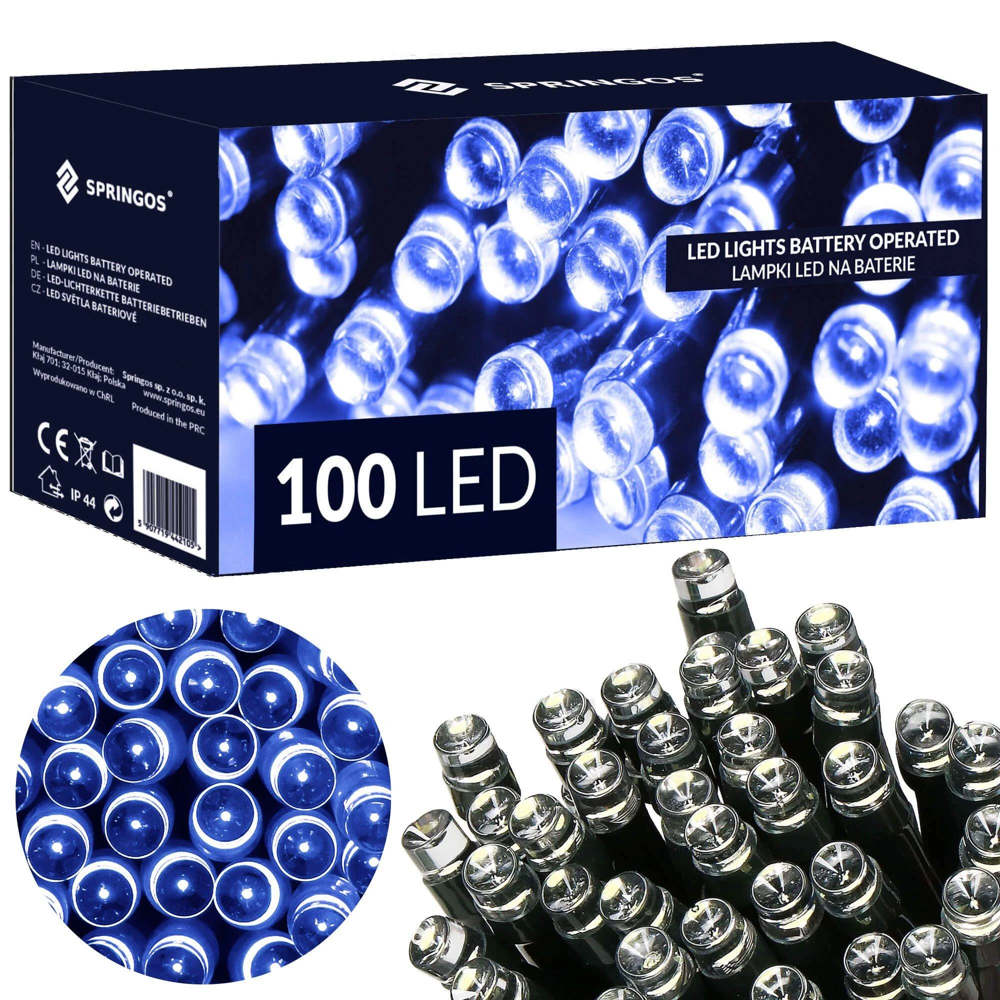 Springos Baterinės LED lemputės, 100 diodų, laikmatis, 10,5 m