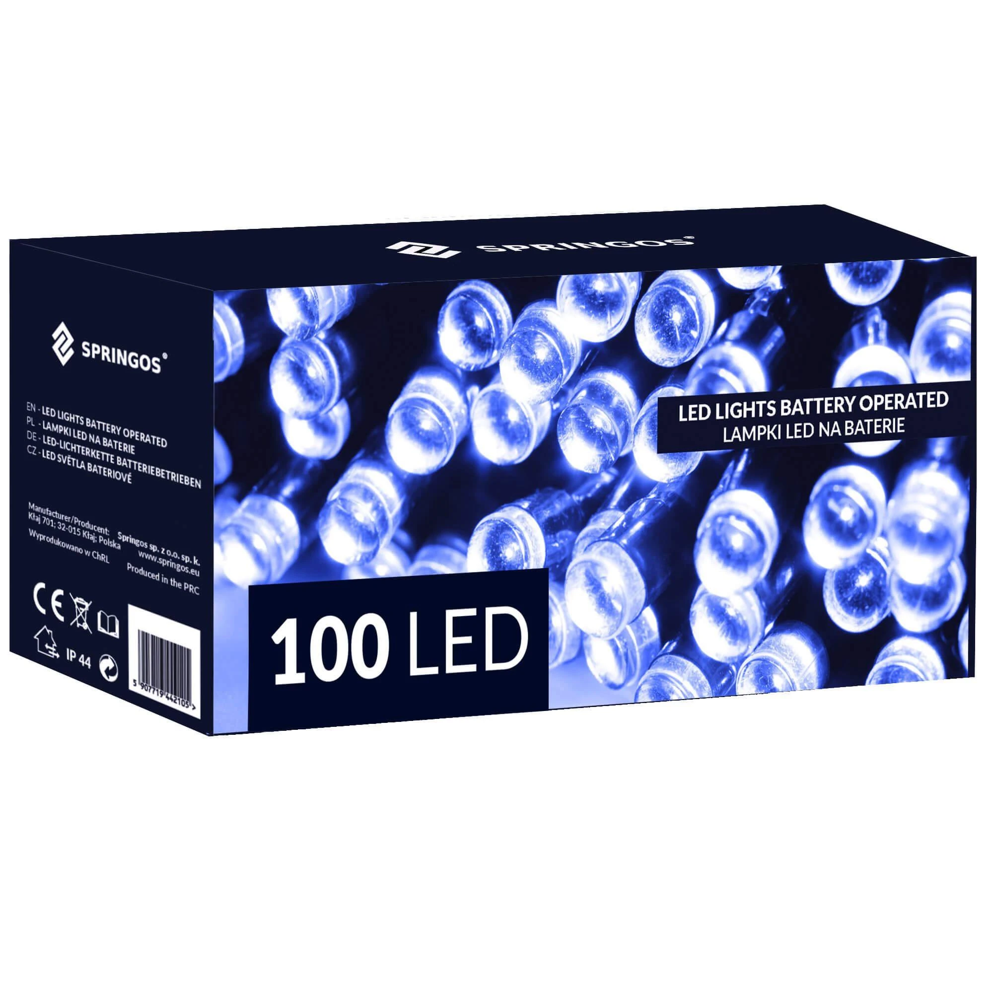 Springos Baterinės LED lemputės, 100 diodų, laikmatis, 10,5 m