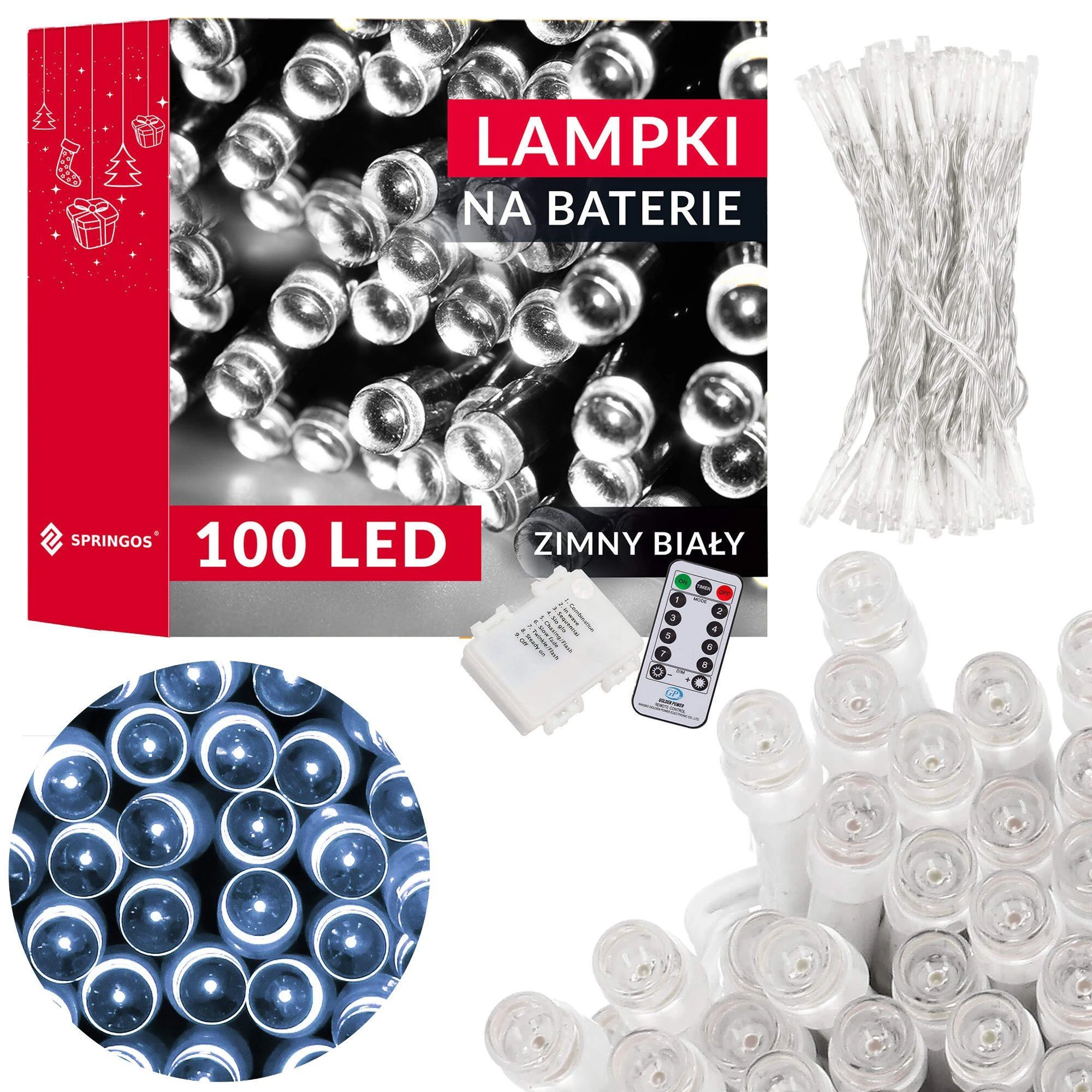 Springos LED šviesos girlianda CL4035, šalta balta, 100 diodų, 10,5 m