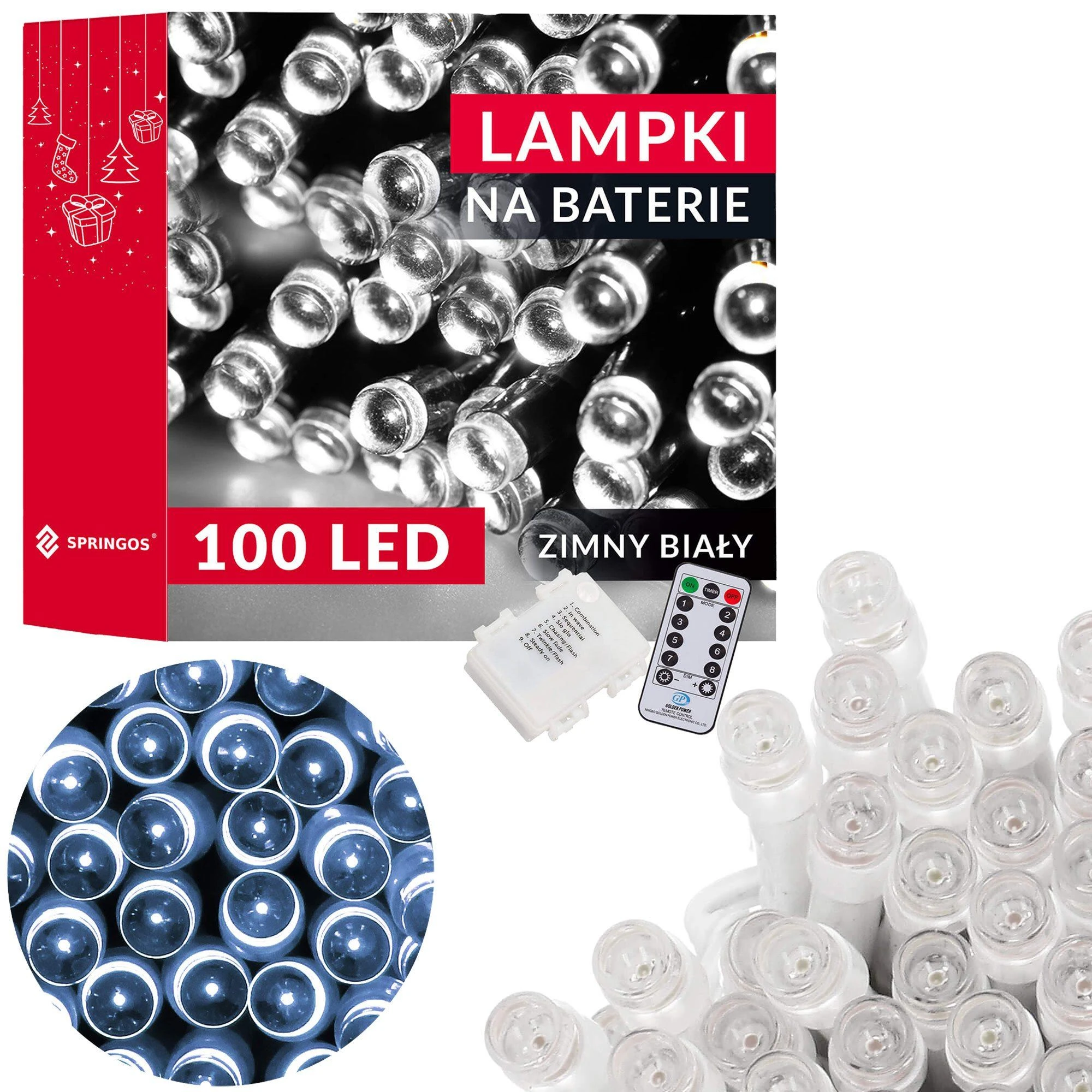 Springos LED šviesos girlianda CL4035, šalta balta, 100 diodų, 10,5 m