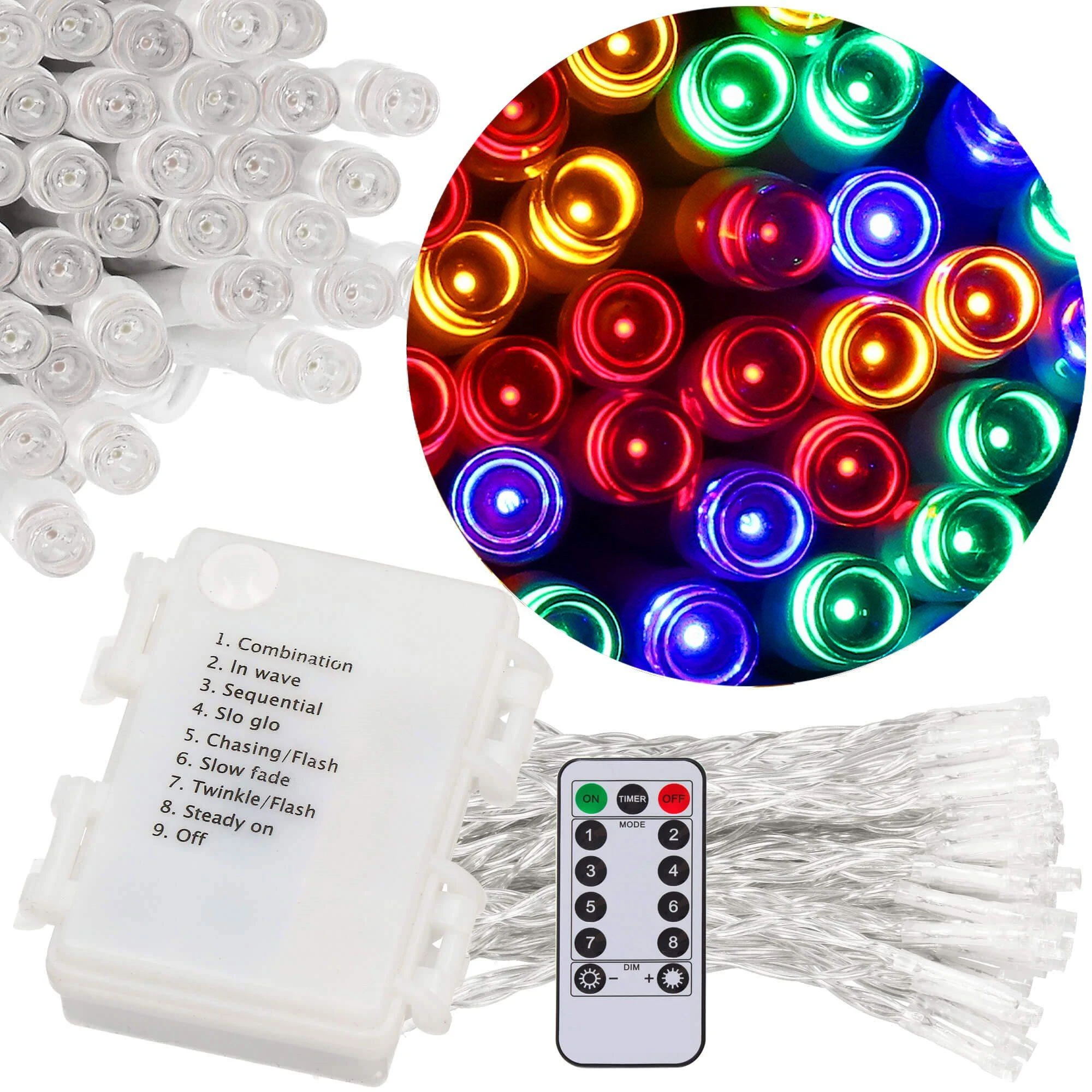 Šviesos girlianda Springos su 100 LED, 10 m, daugiaspalvė