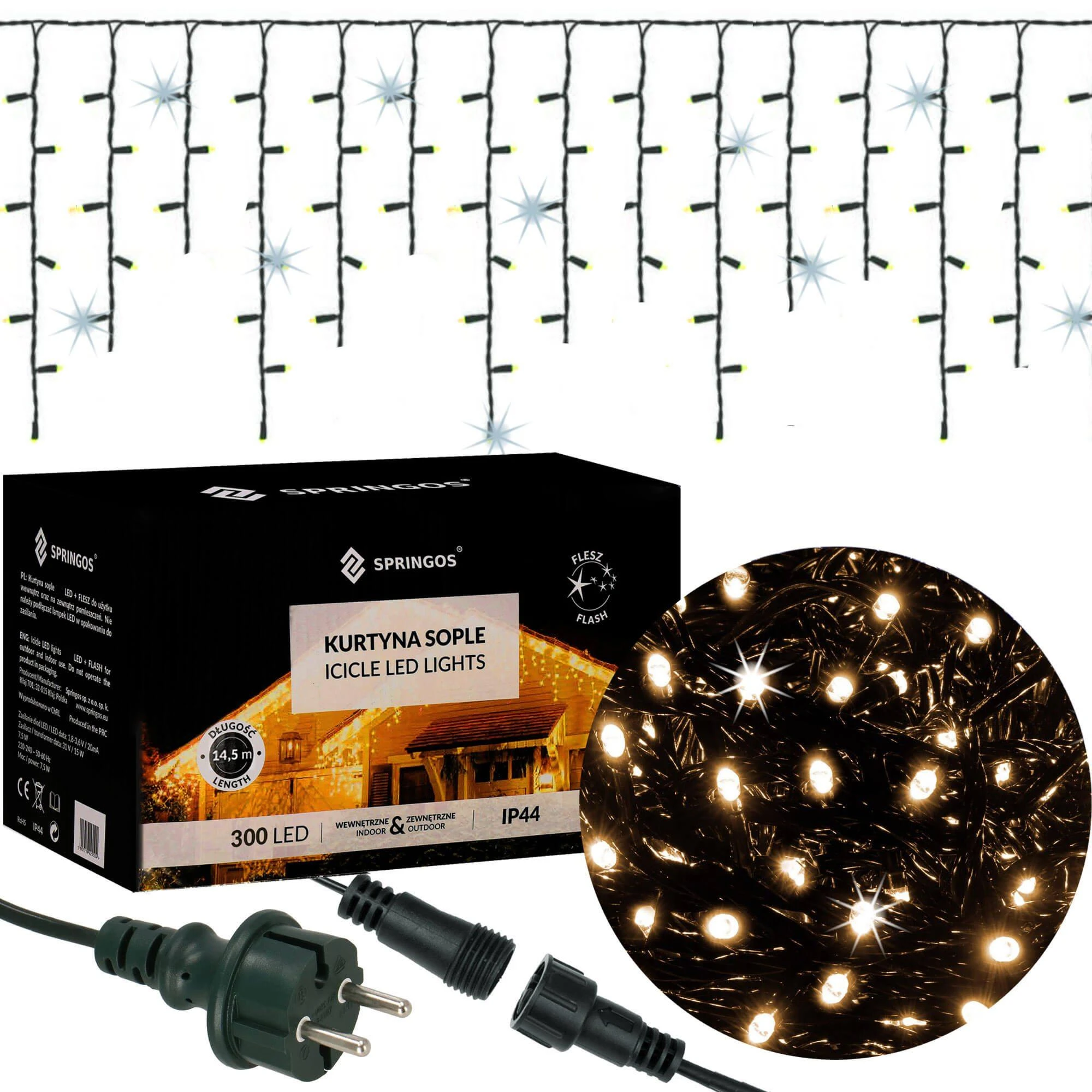 LED girlianda Springos CL4037, 300 lemputės, 14,5 m, IP44