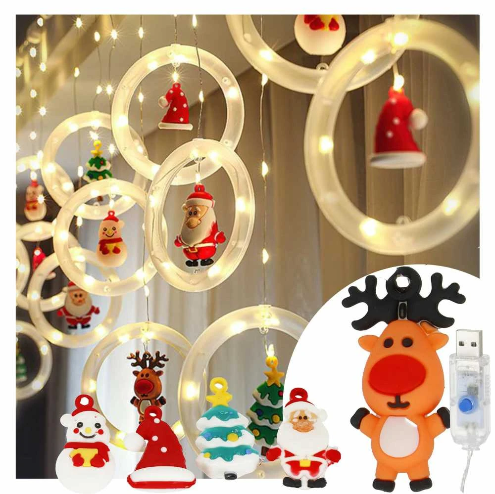 Kalėdinė girlianda Springos 110 LED su figūrėlėmis, USB, šiltai balta
