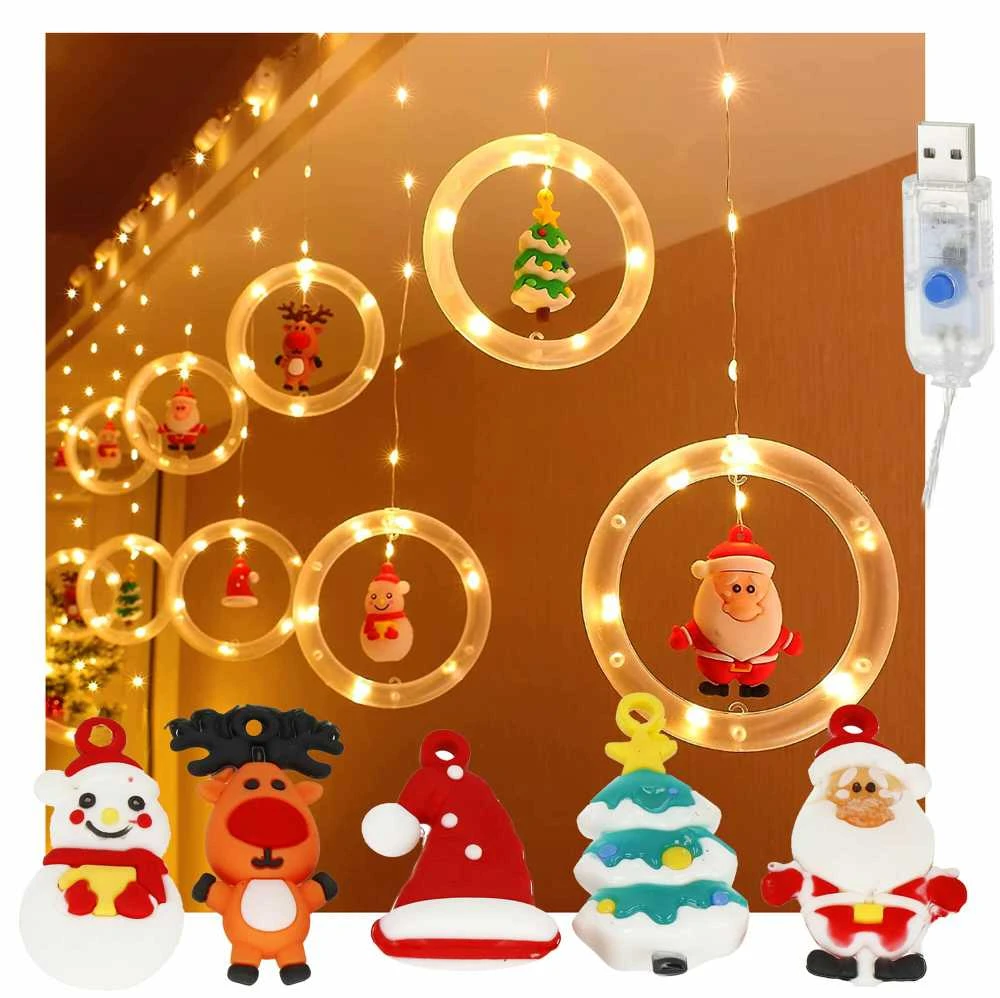 Kalėdinė girlianda Springos 110 LED su figūrėlėmis, USB, šiltai balta
