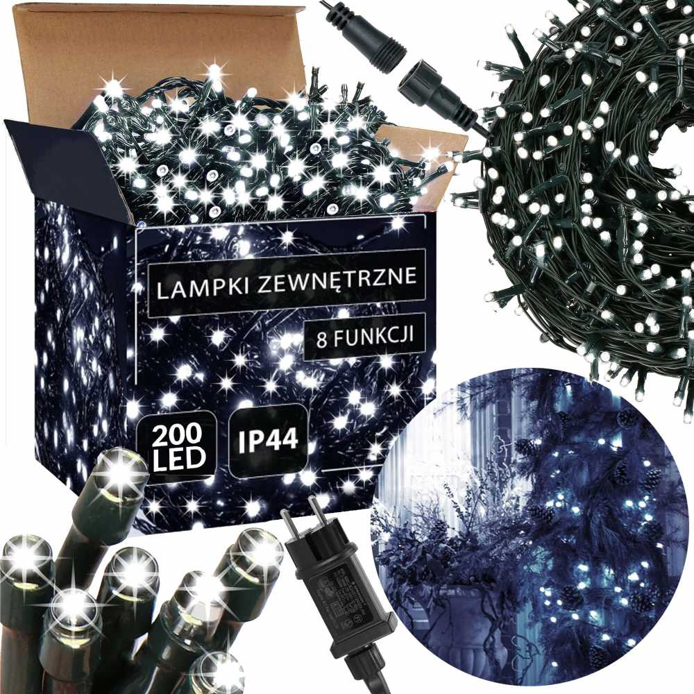 Kalėdinės girliandos Springos 200 LED, 10 m, šaltai balta