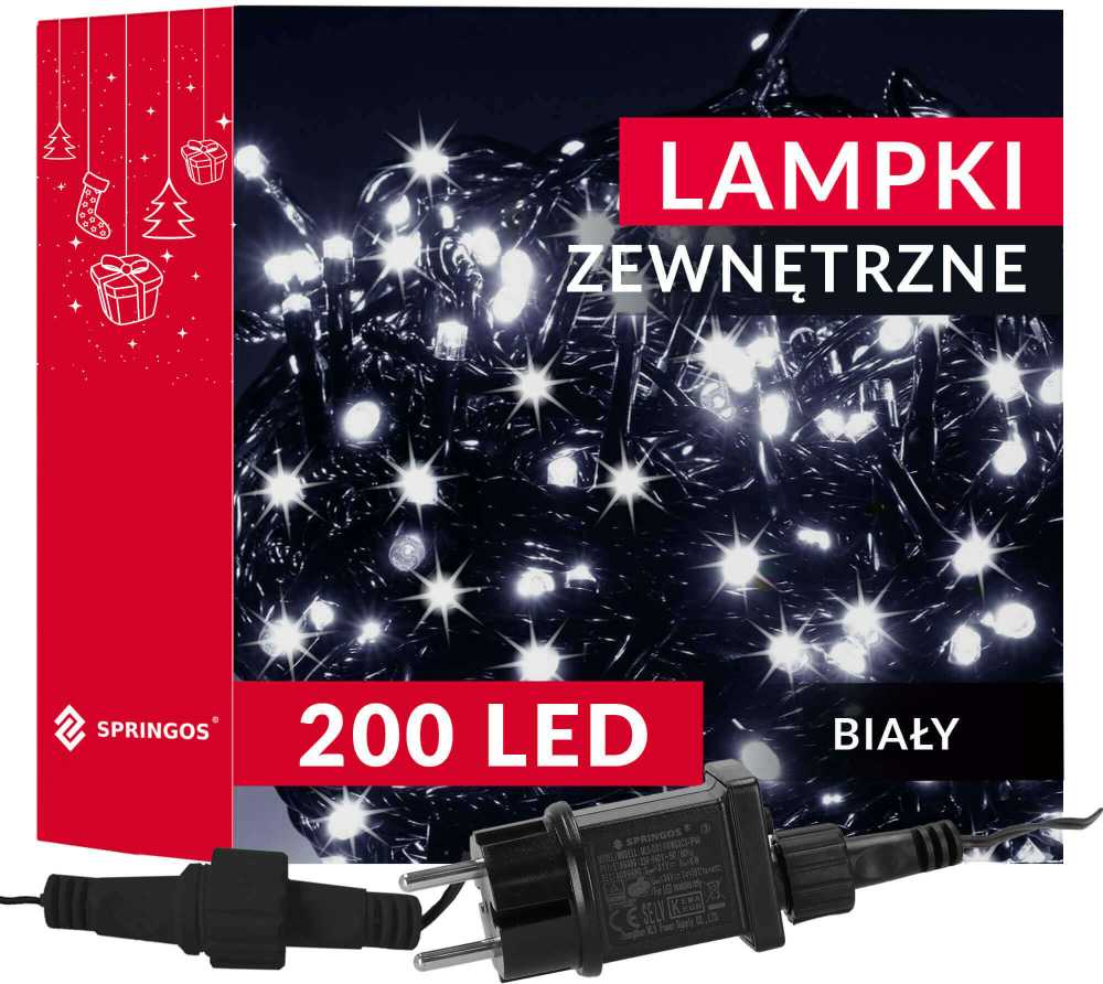 Kalėdinės girliandos Springos 200 LED, 10 m, šaltai balta