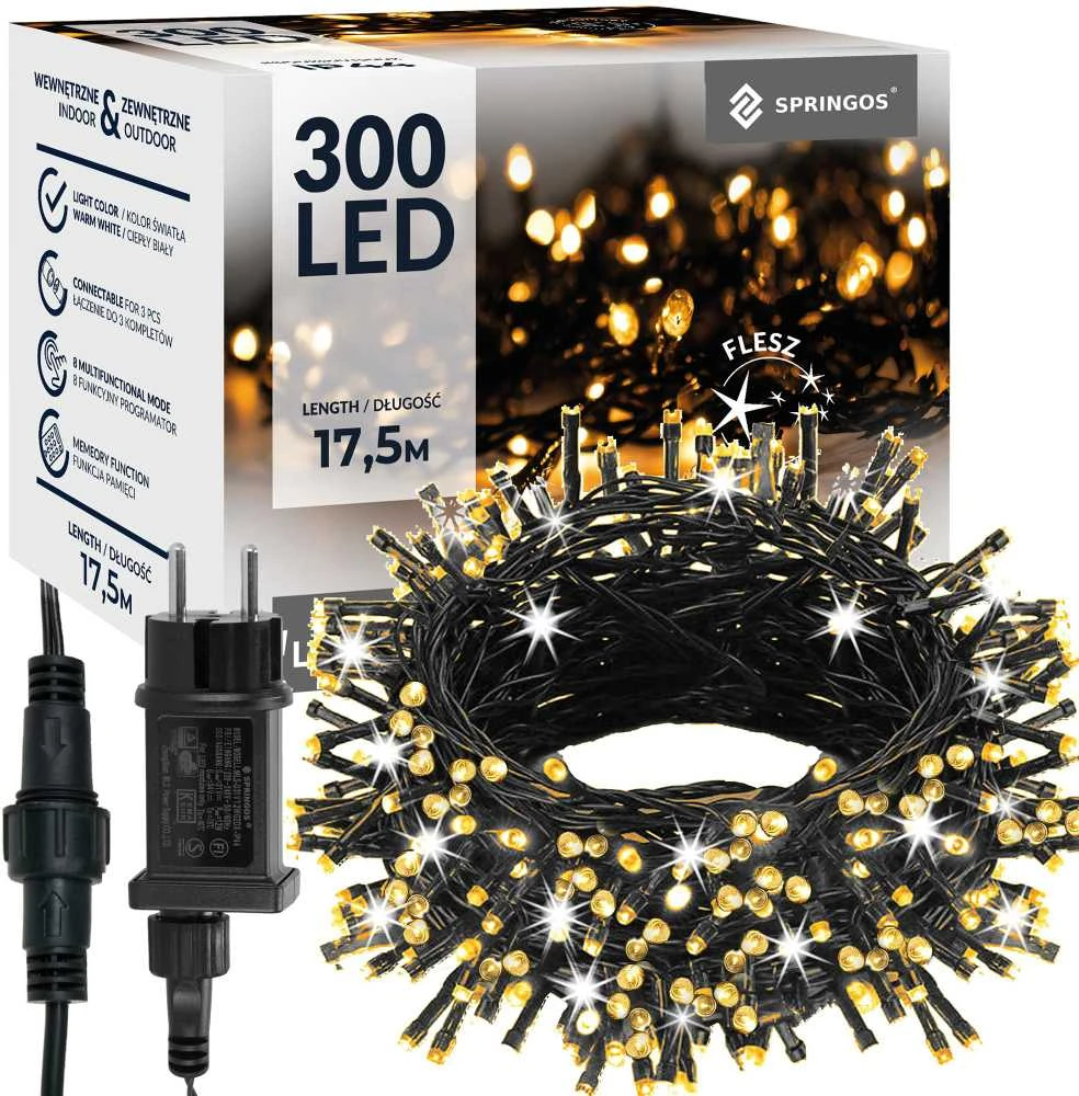 Kalėdinės lemputės Springos 300 LED, 17,5 m