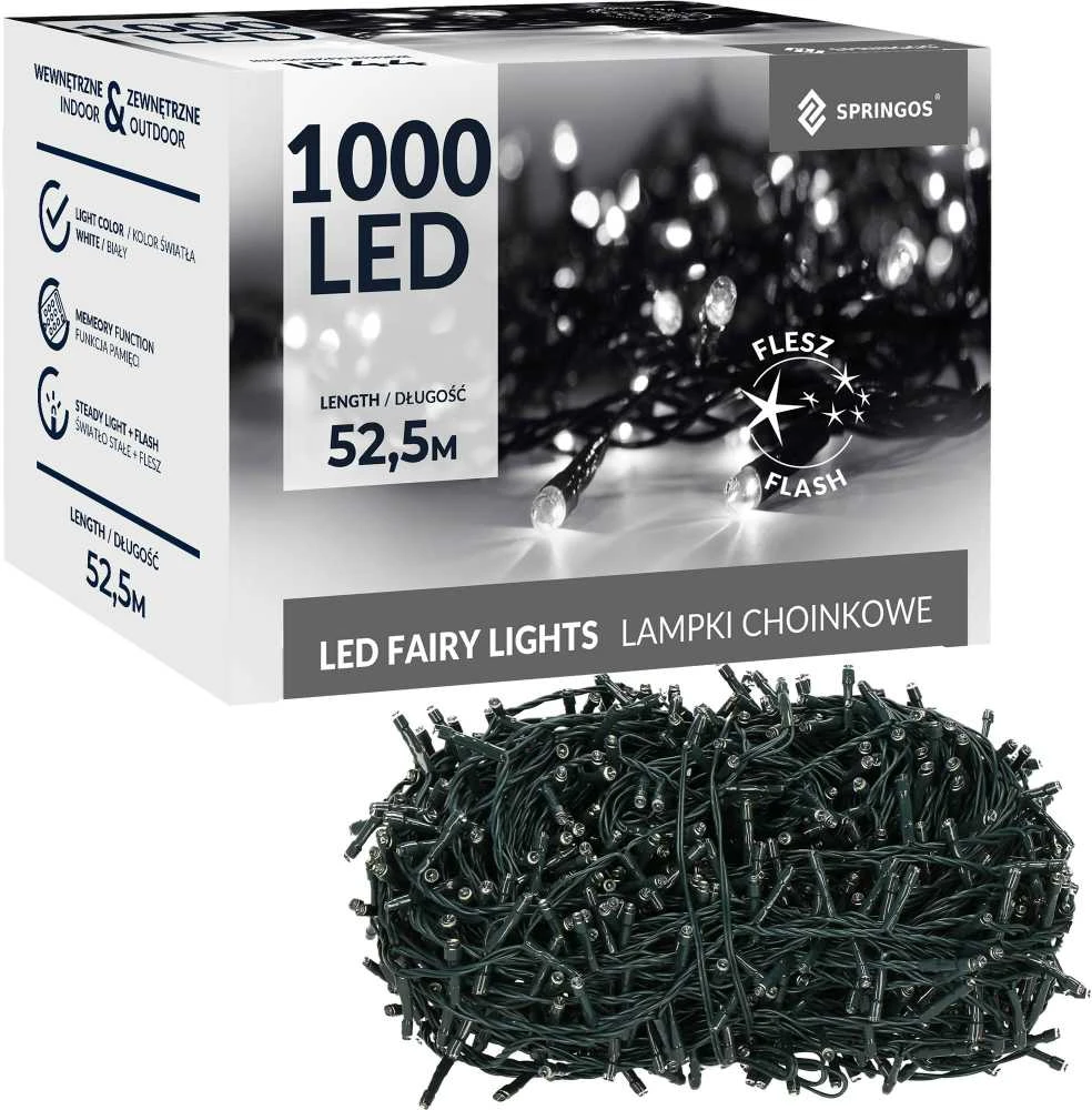 Kalėdinės lemputės Springos 1000 LED, 50 m, IP44