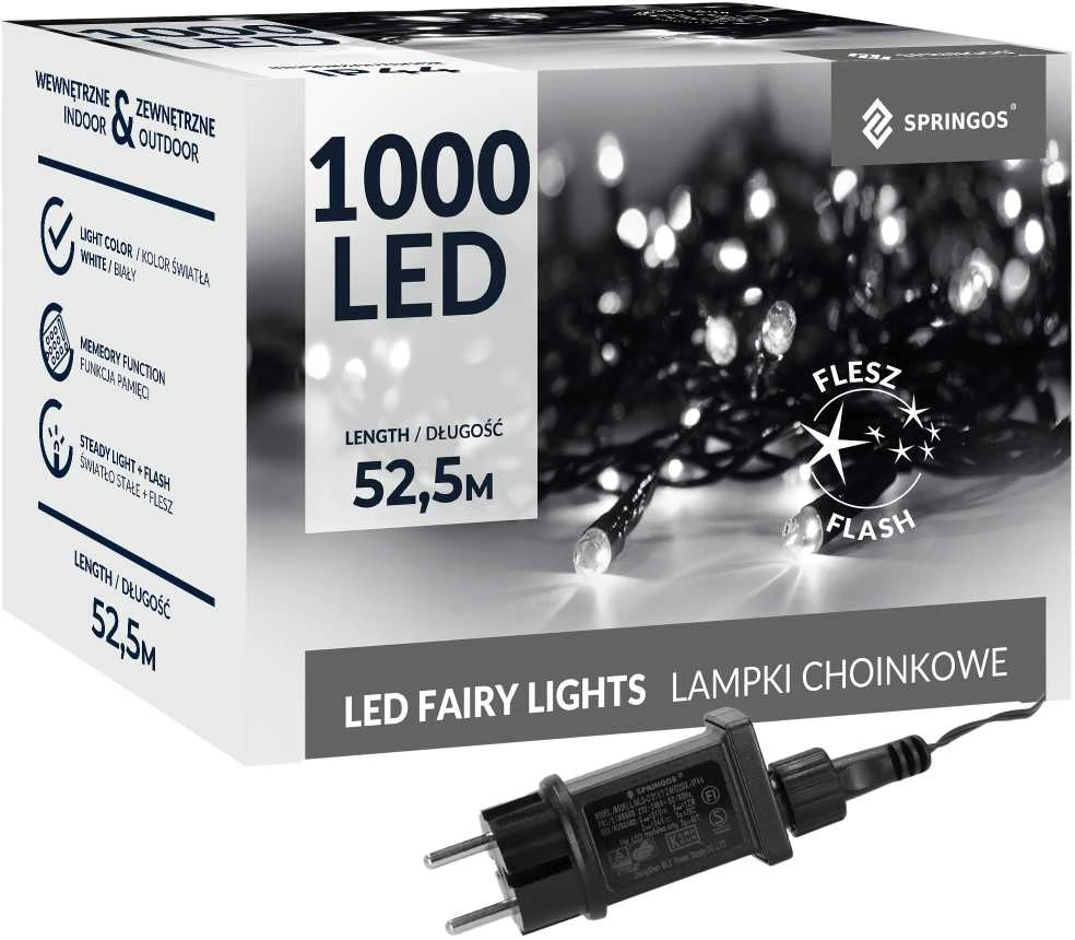 Kalėdinės lemputės Springos 1000 LED, 50 m, IP44