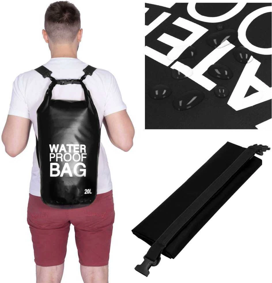 Springos Vandeniui atsparus vandens maišas 20L juodas PVC
