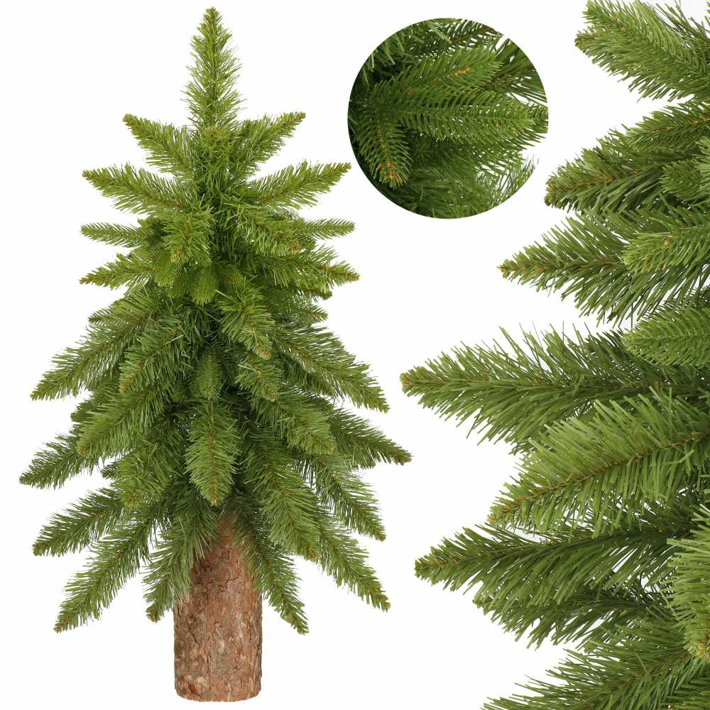 Springos Dirbtinė Kalėdų eglutė ant medinio kamieno, žalia, 90 cm