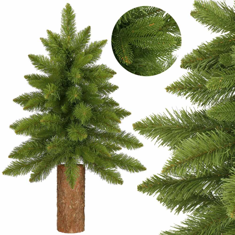 Springos Dirbtinė Kalėdų eglutė ant medinio kamieno, žalia, 90 cm