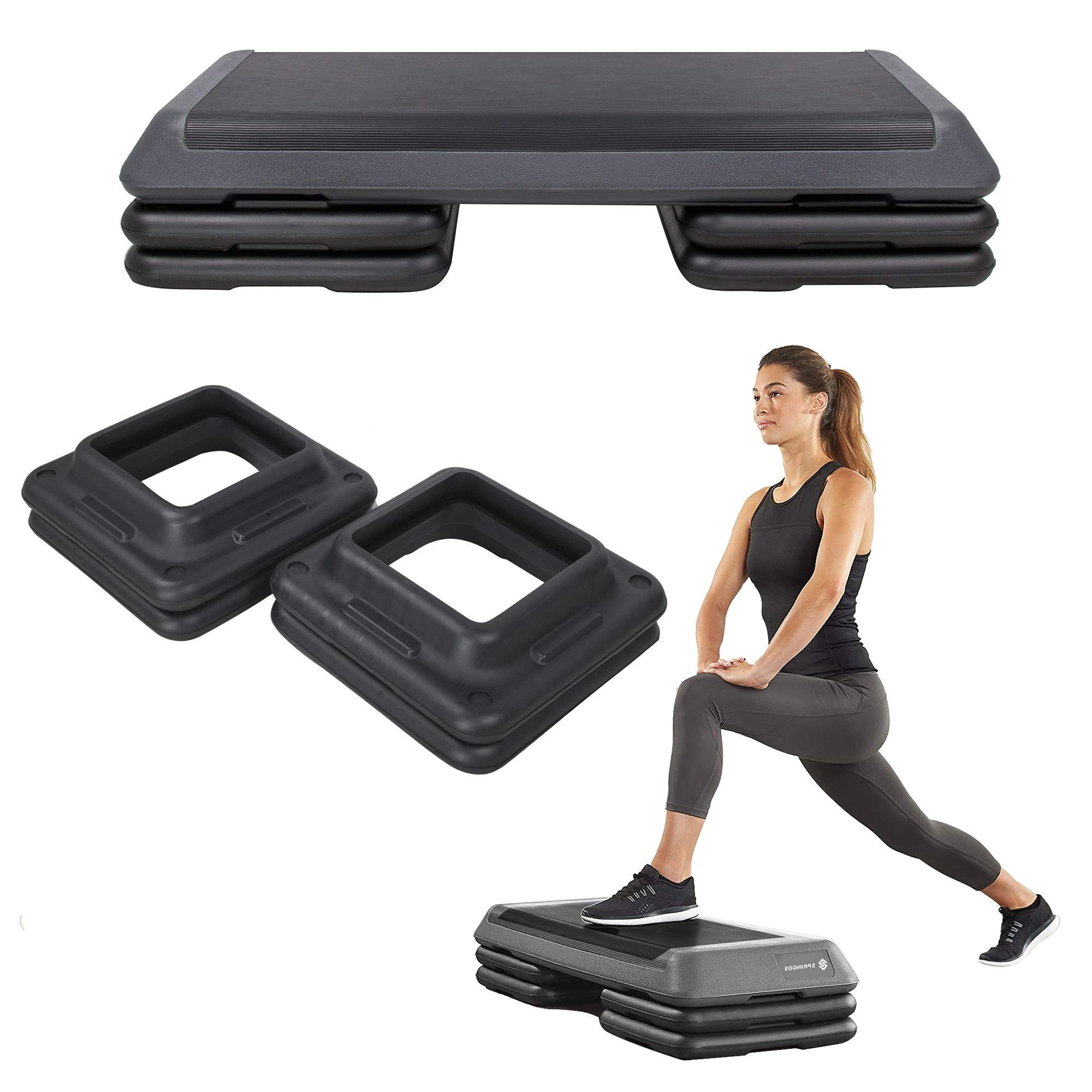 Aerobikos step platforma Springos 3 aukščiai, 108x41.5 cm, 350 kg