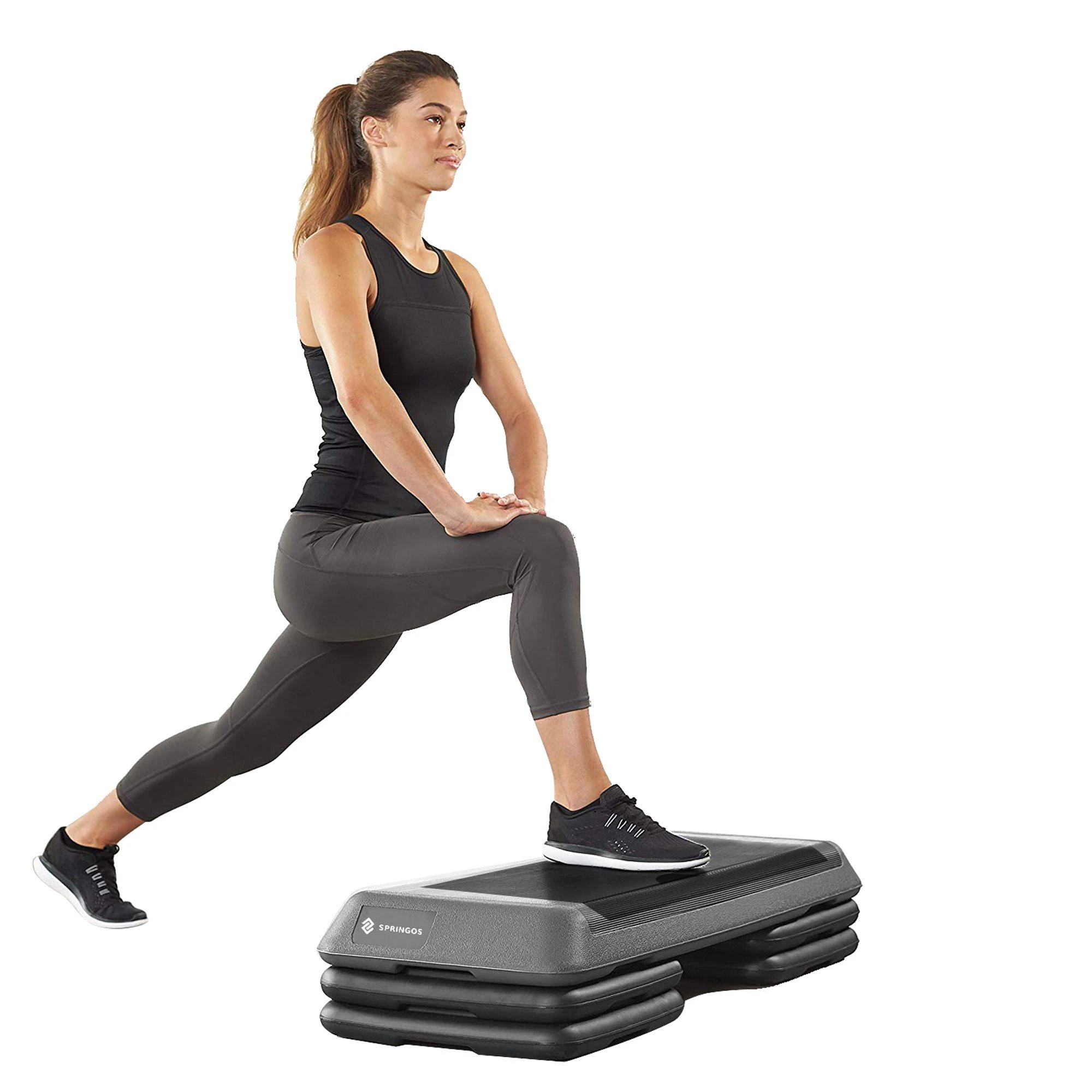 Aerobikos step platforma Springos 3 aukščiai, 108x41.5 cm, 350 kg