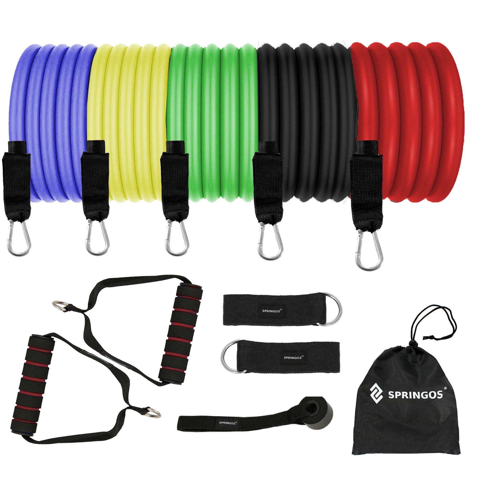 Pasipriešinimo gumų-espanderių komplektas SPRINGOS Multigym