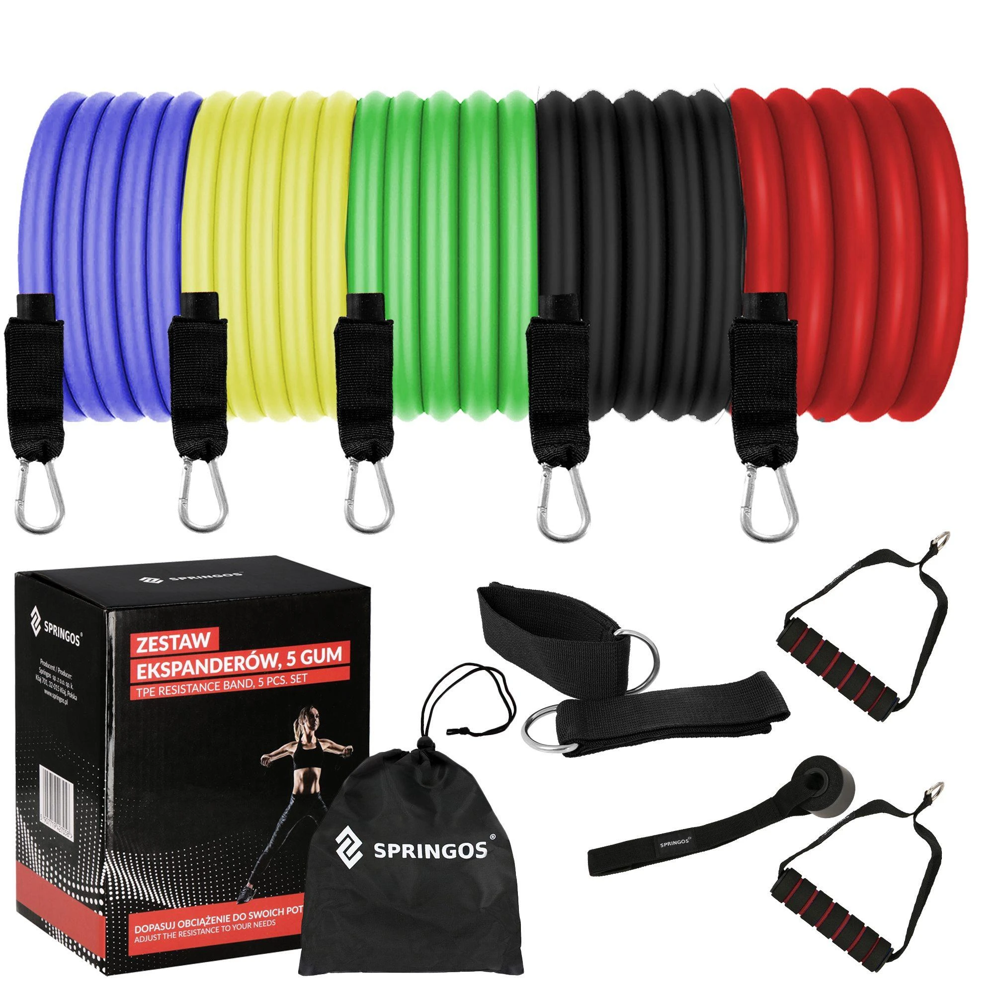 Pasipriešinimo gumų-espanderių komplektas SPRINGOS Multigym