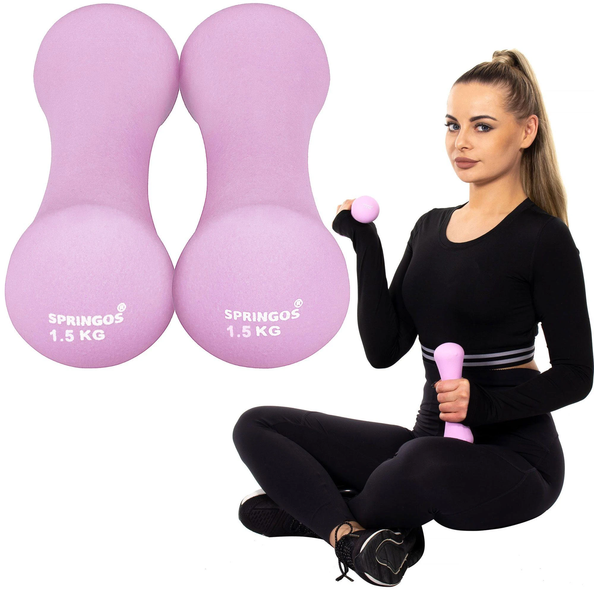 Neopreno hanteliai Springos 2 x 1,5kg