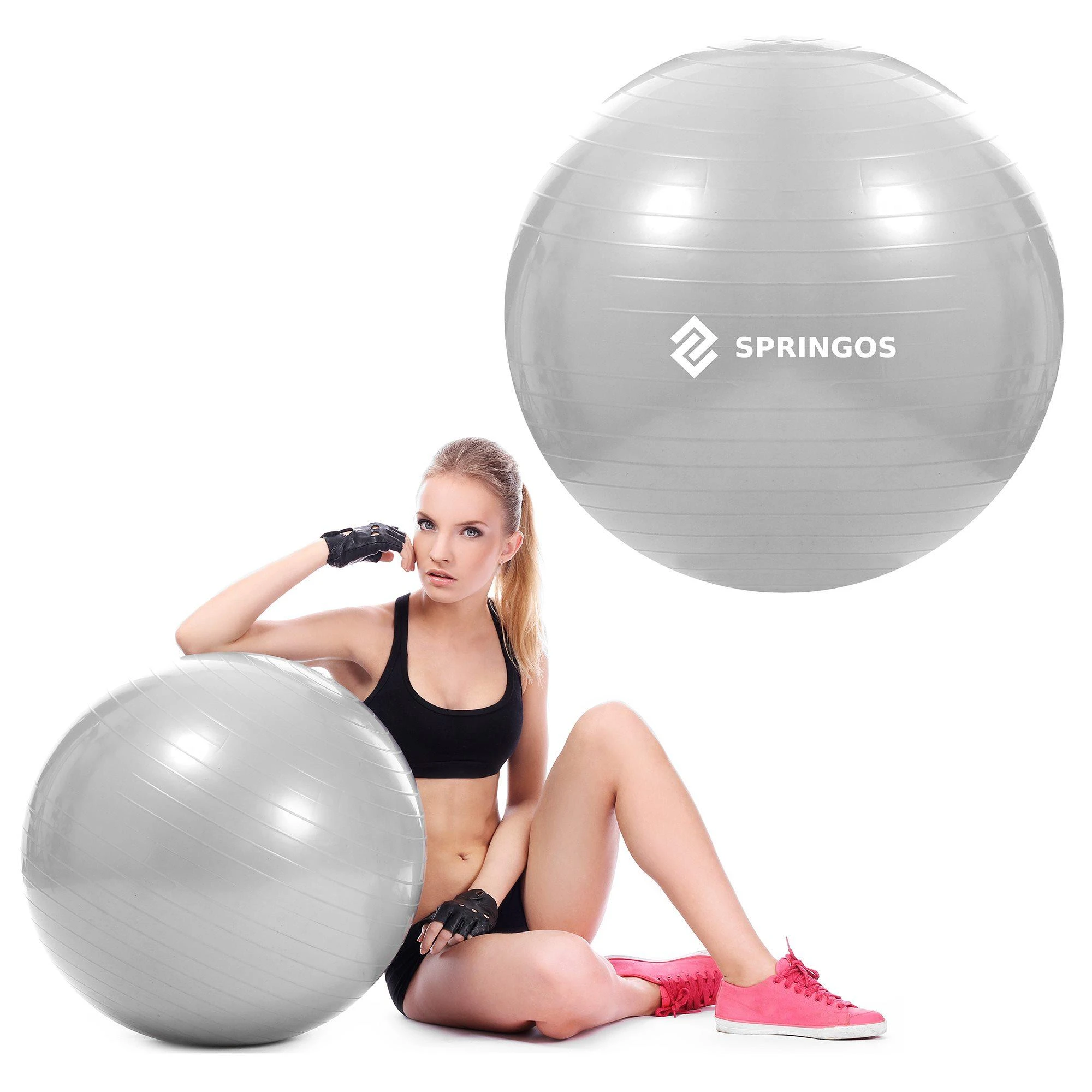 Gimnastikos kamuolys SPRINGOS 75cm Pilkas