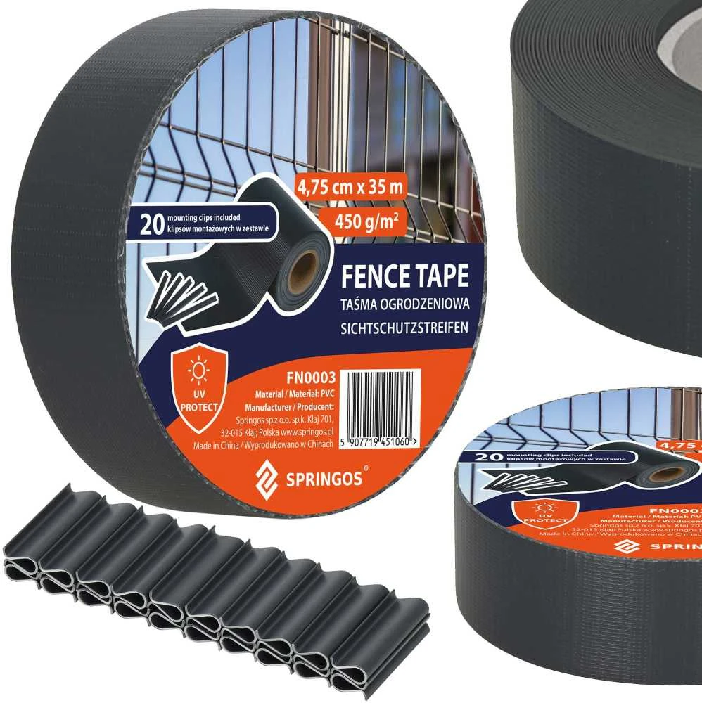 <Span> Springos FN0003 tvoros juosta GRAFITOWA 4,75CMX35M 450g/m2 20 KLIPSÓW
