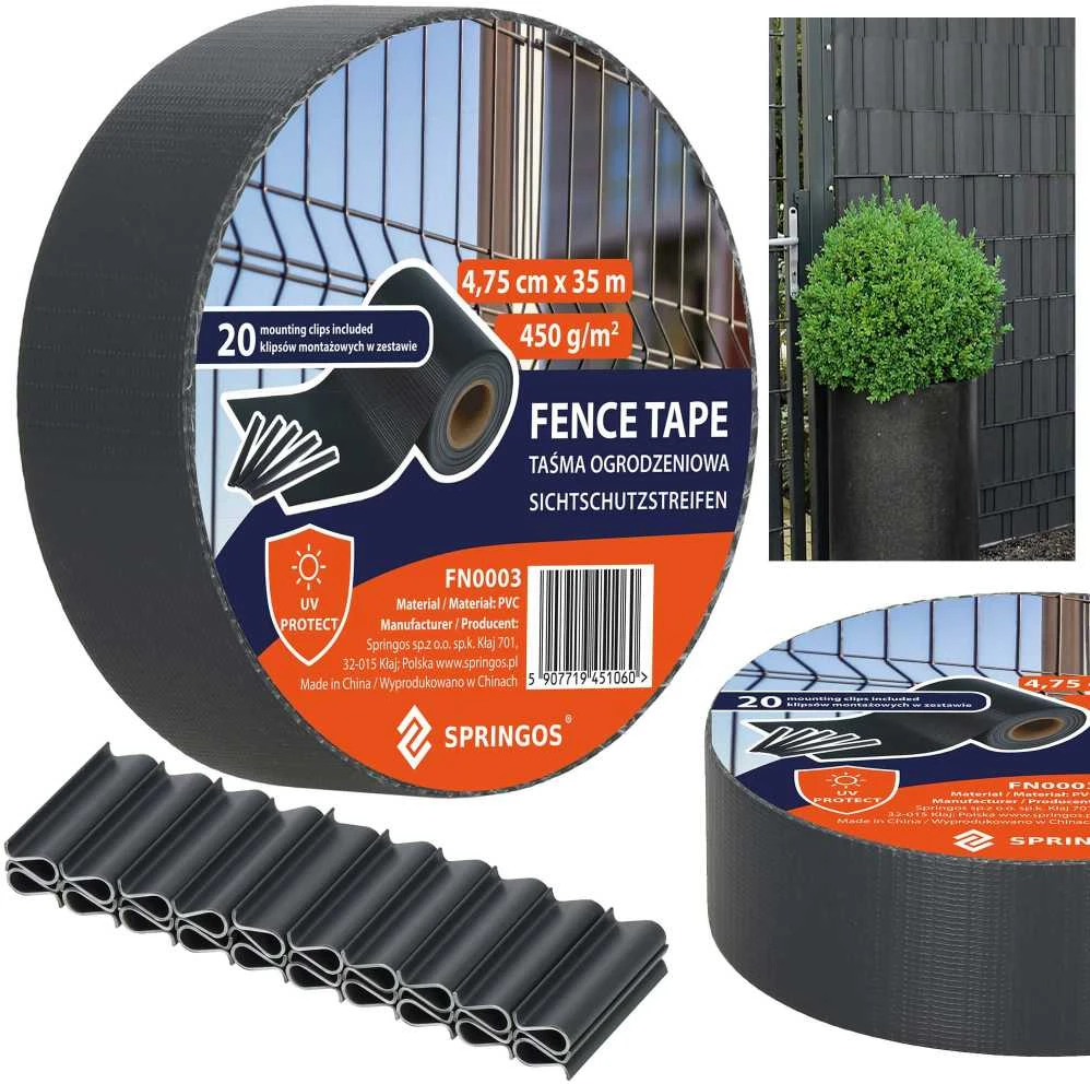 <Span> Springos FN0003 tvoros juosta GRAFITOWA 4,75CMX35M 450g/m2 20 KLIPSÓW