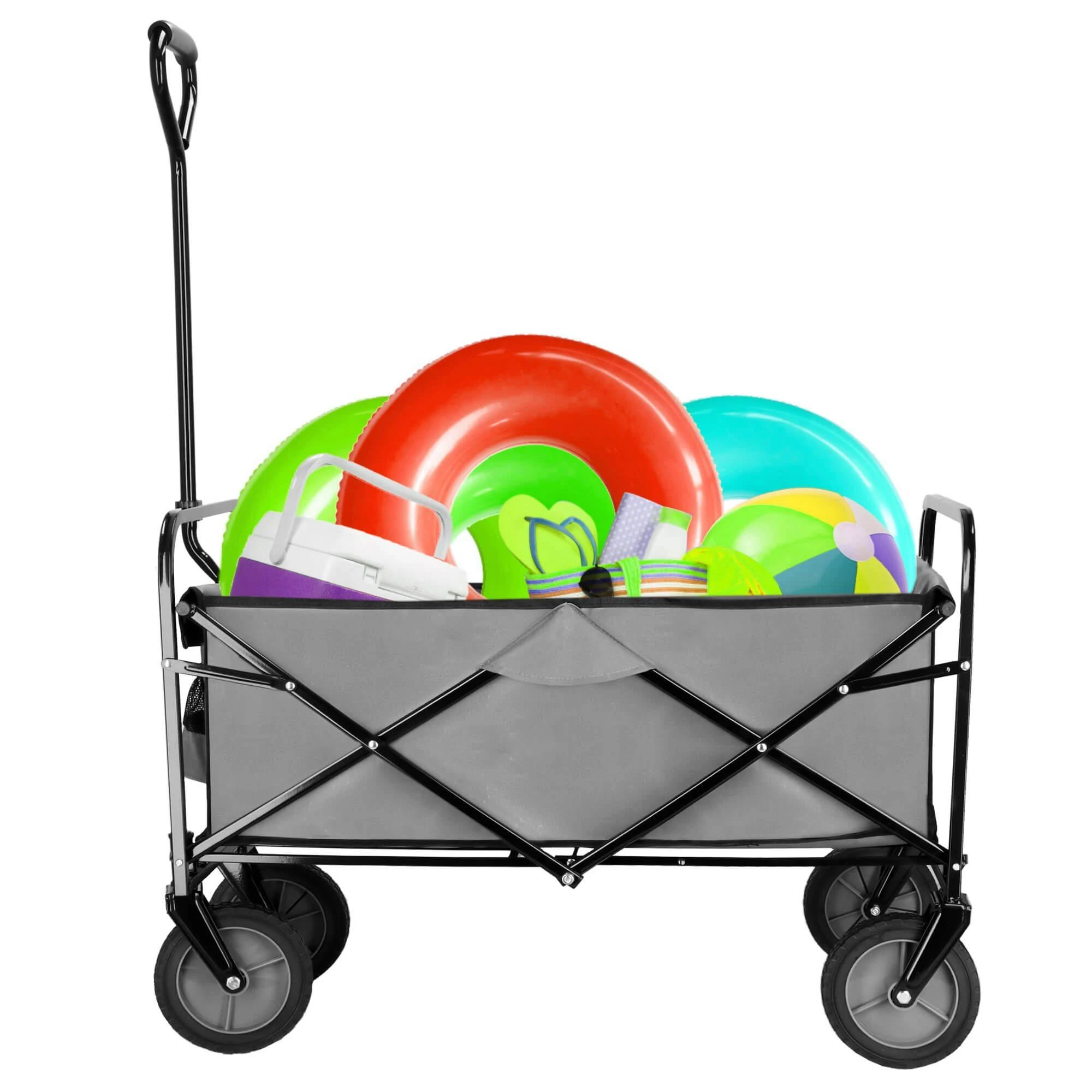 Sulankstomas vežimėlis Springos, 80 kg talpa, juoda spalva