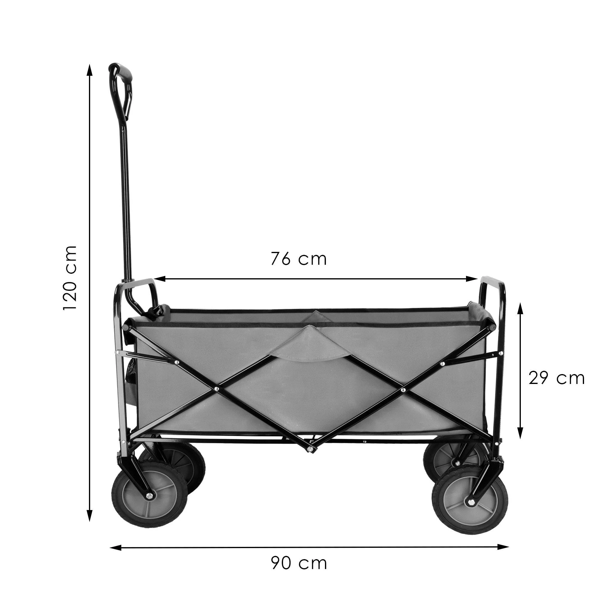 Sulankstomas vežimėlis Springos, 80 kg talpa, juoda spalva