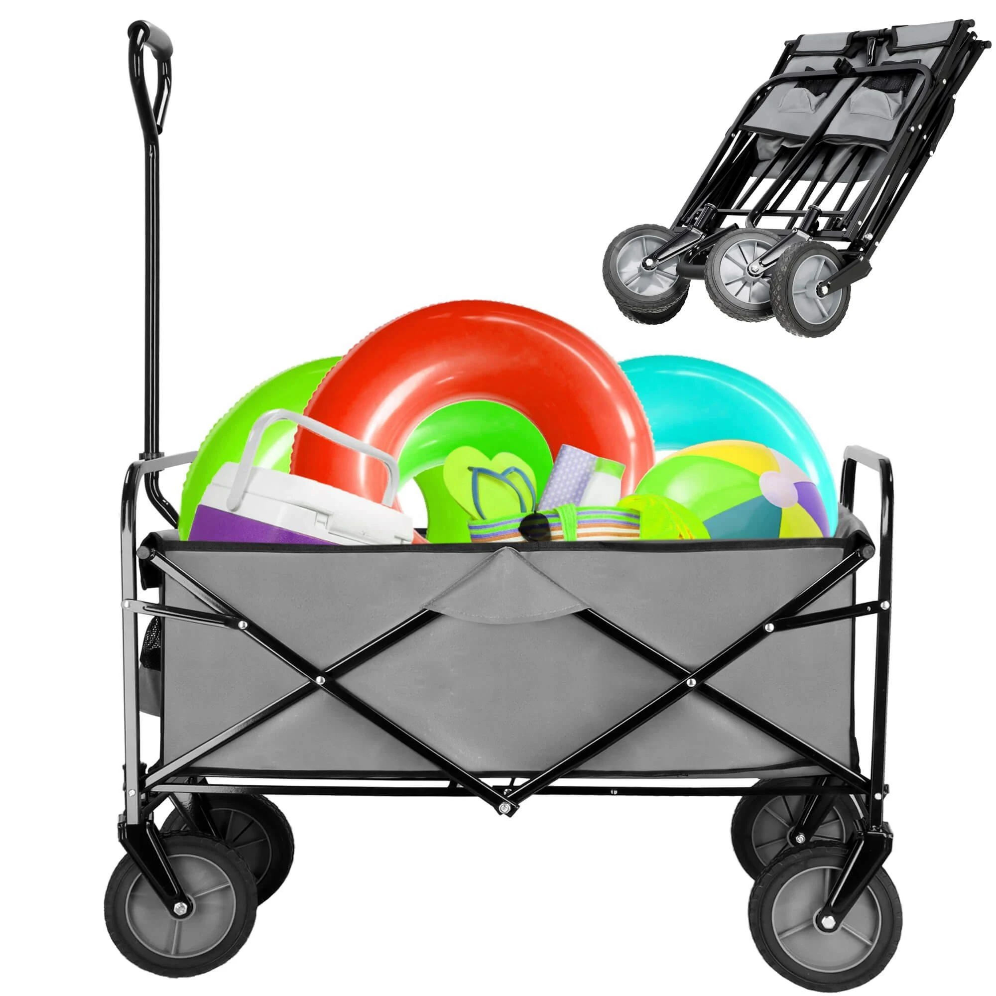 Sulankstomas vežimėlis Springos, 80 kg talpa, juoda spalva