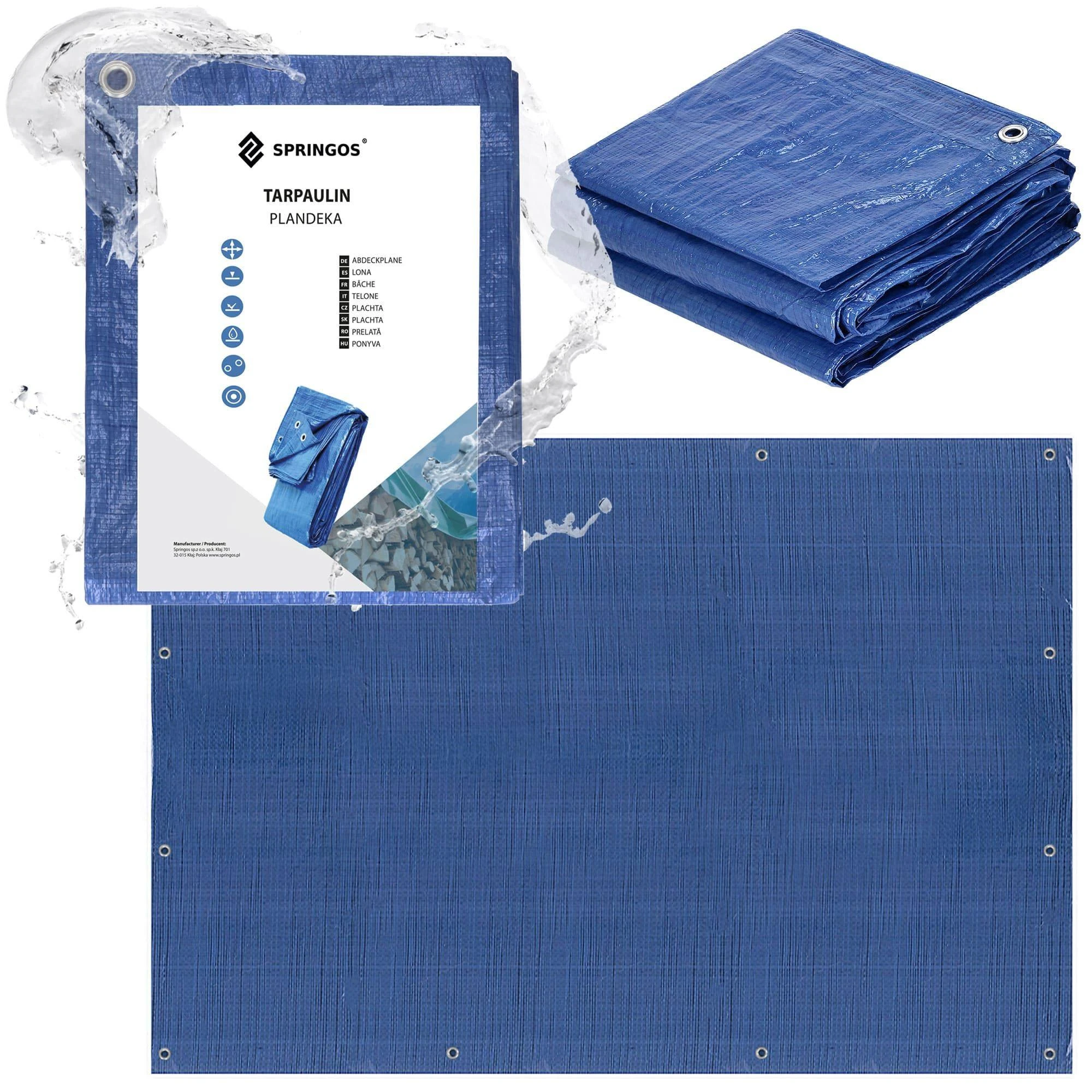 Brezentas Springos 6x9 m mėlynas 60 g/m²
