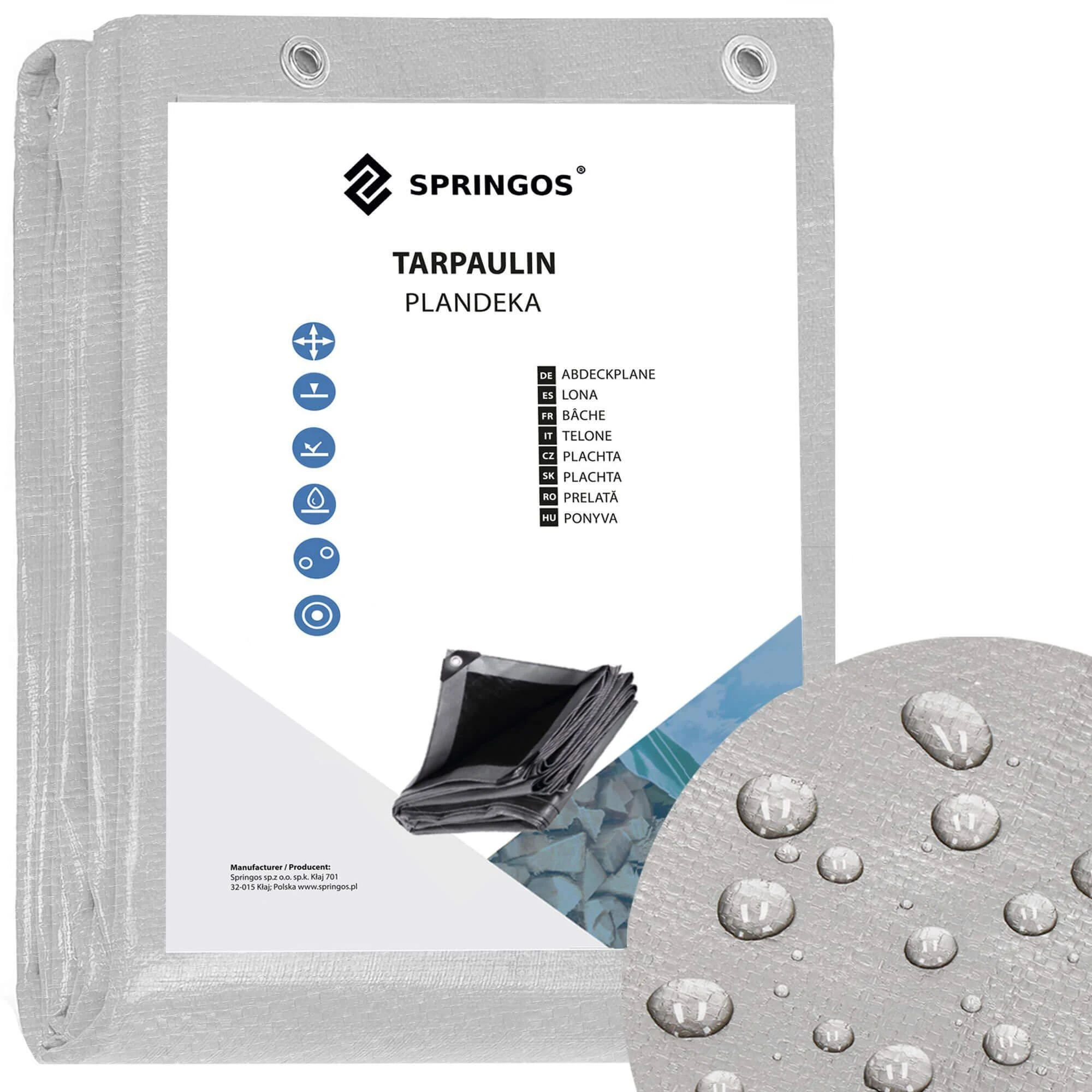 Springos Brezentas 4x5m pilkas 270 g/m²