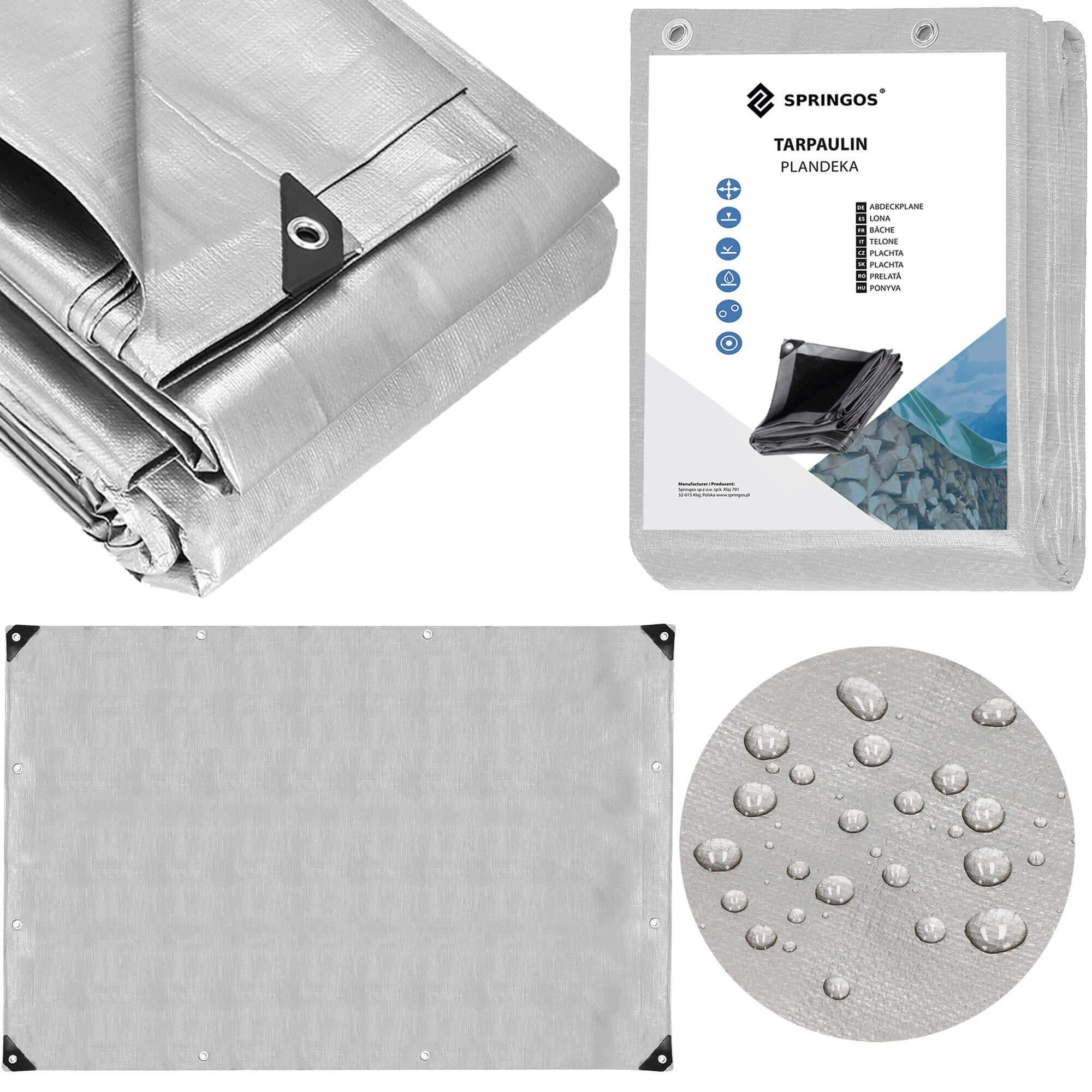 Springos Brezentas 4x5m pilkas 270 g/m²