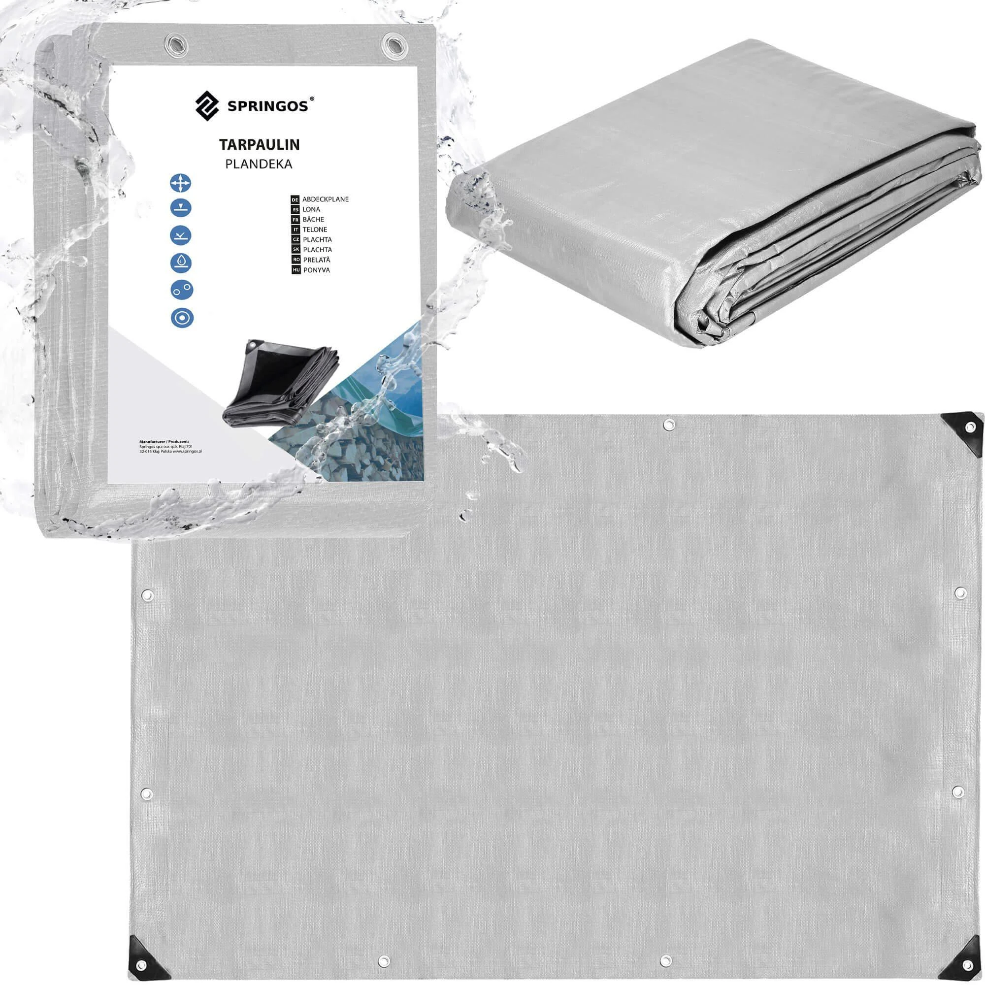 Springos Brezentas 4x5m pilkas 270 g/m²