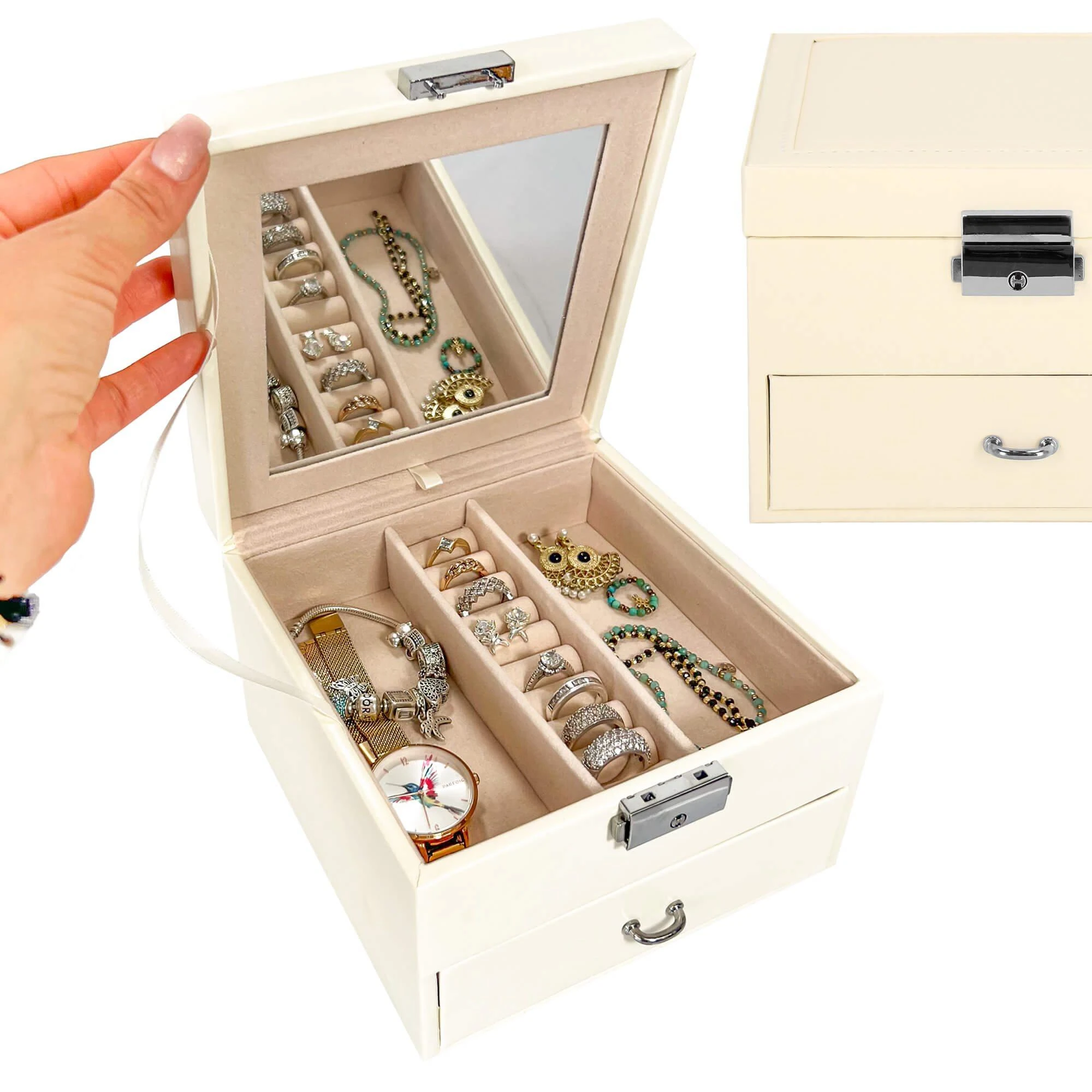 Springos Dėžutė papuošalams Secret Elegance Kreminis