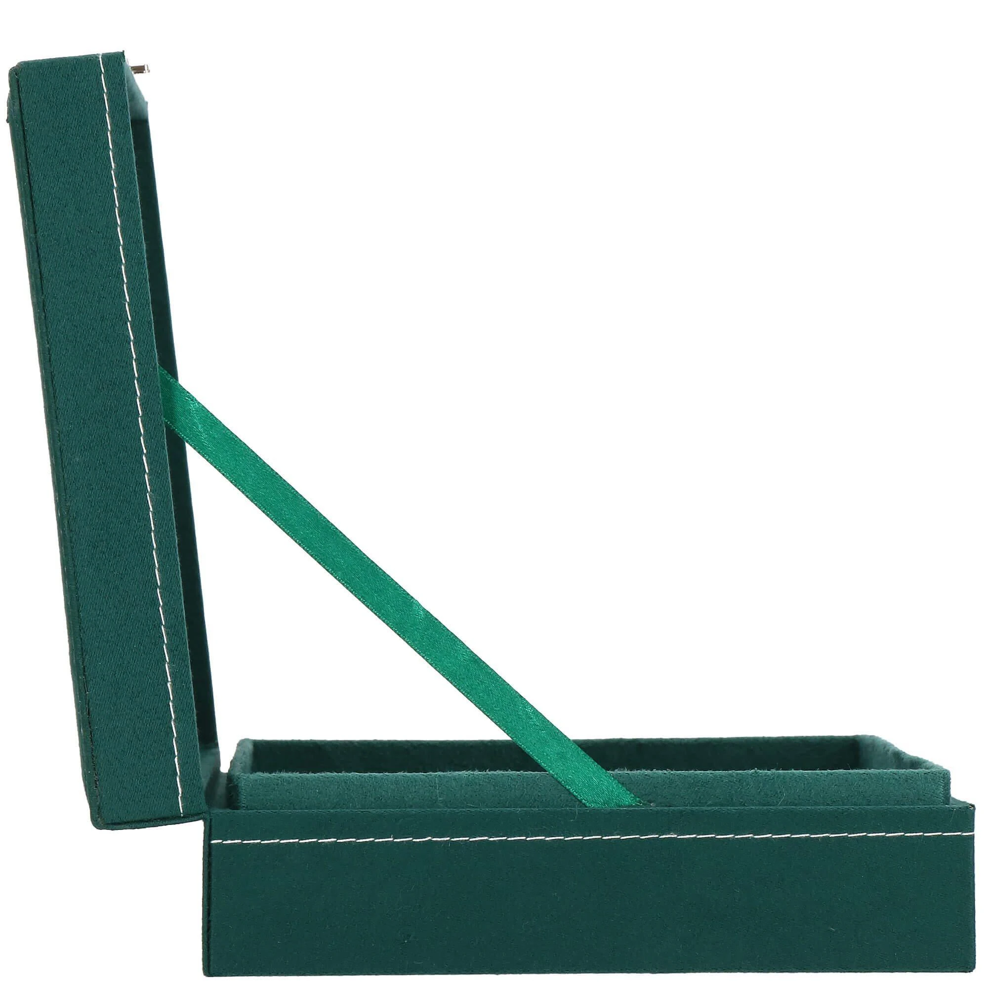 Papuošalų dėžutė Springos 28x19,5x7 cm žalias aksomas