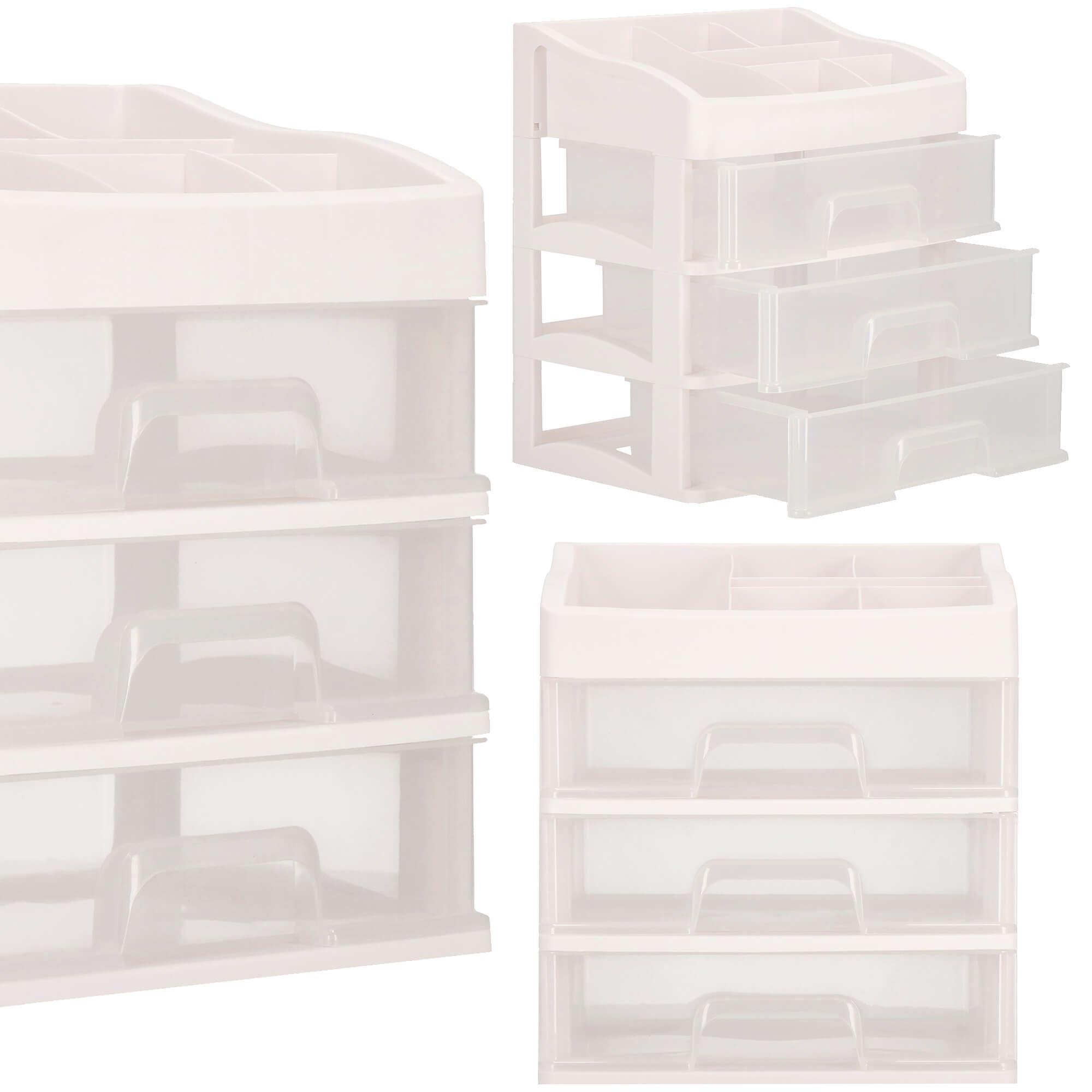 Springos Kosmetikos priemonių dėžutė BEAUTY BOX 3 DRAWERS OPEN CREAM