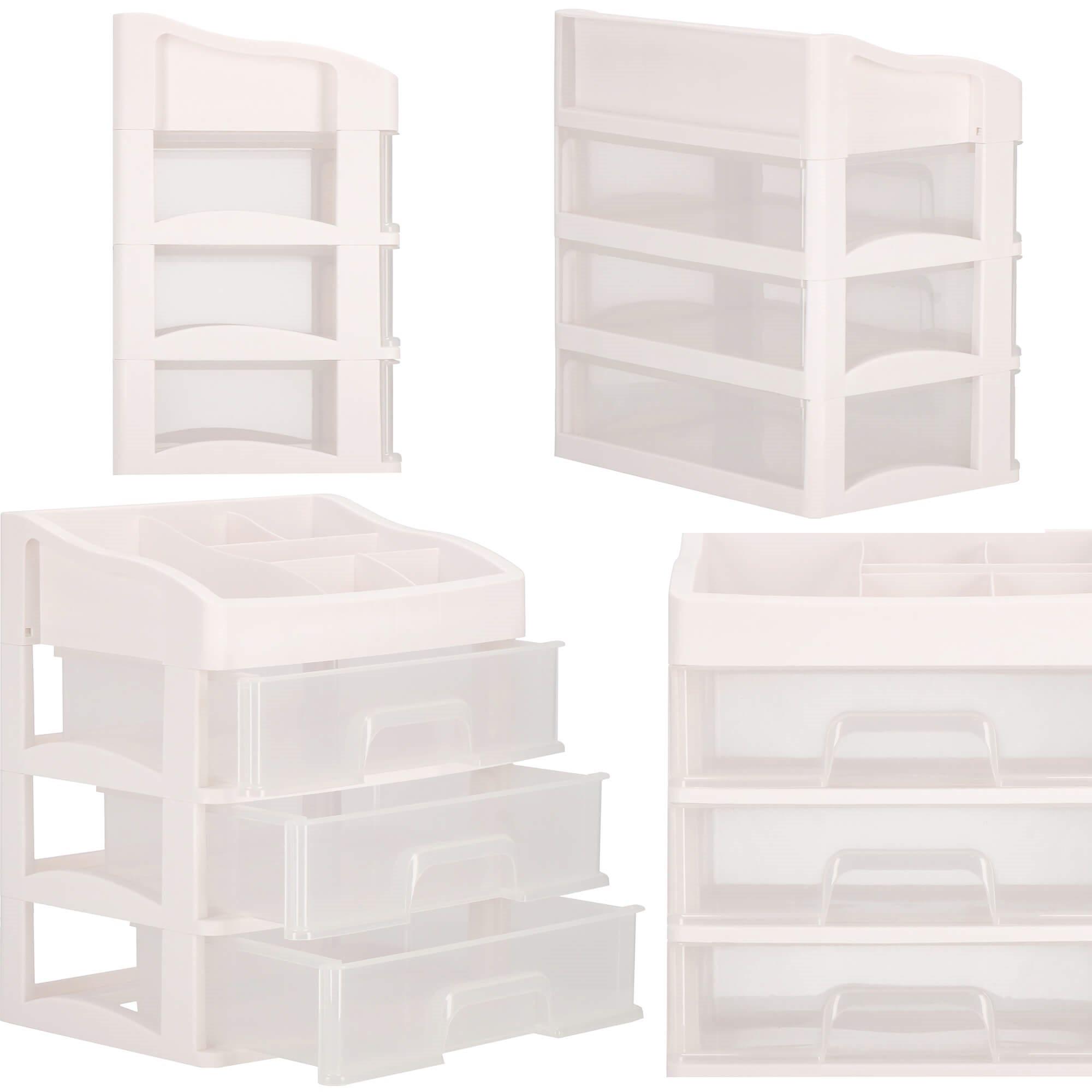 Springos Kosmetikos priemonių dėžutė BEAUTY BOX 3 DRAWERS OPEN CREAM