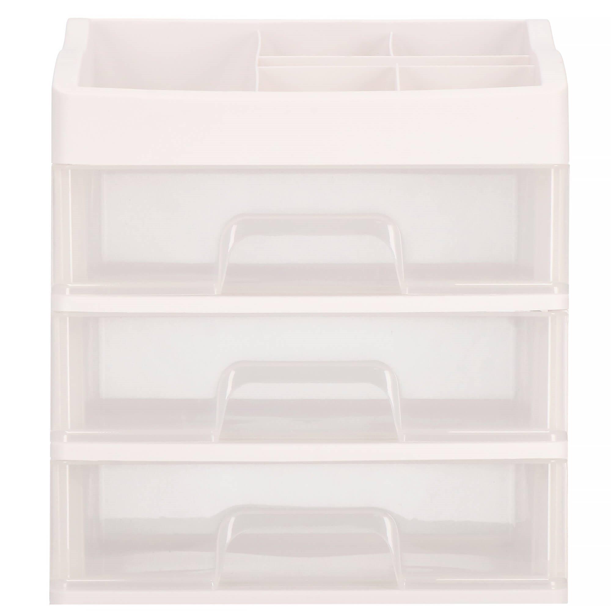 Springos Kosmetikos priemonių dėžutė BEAUTY BOX 3 DRAWERS OPEN CREAM