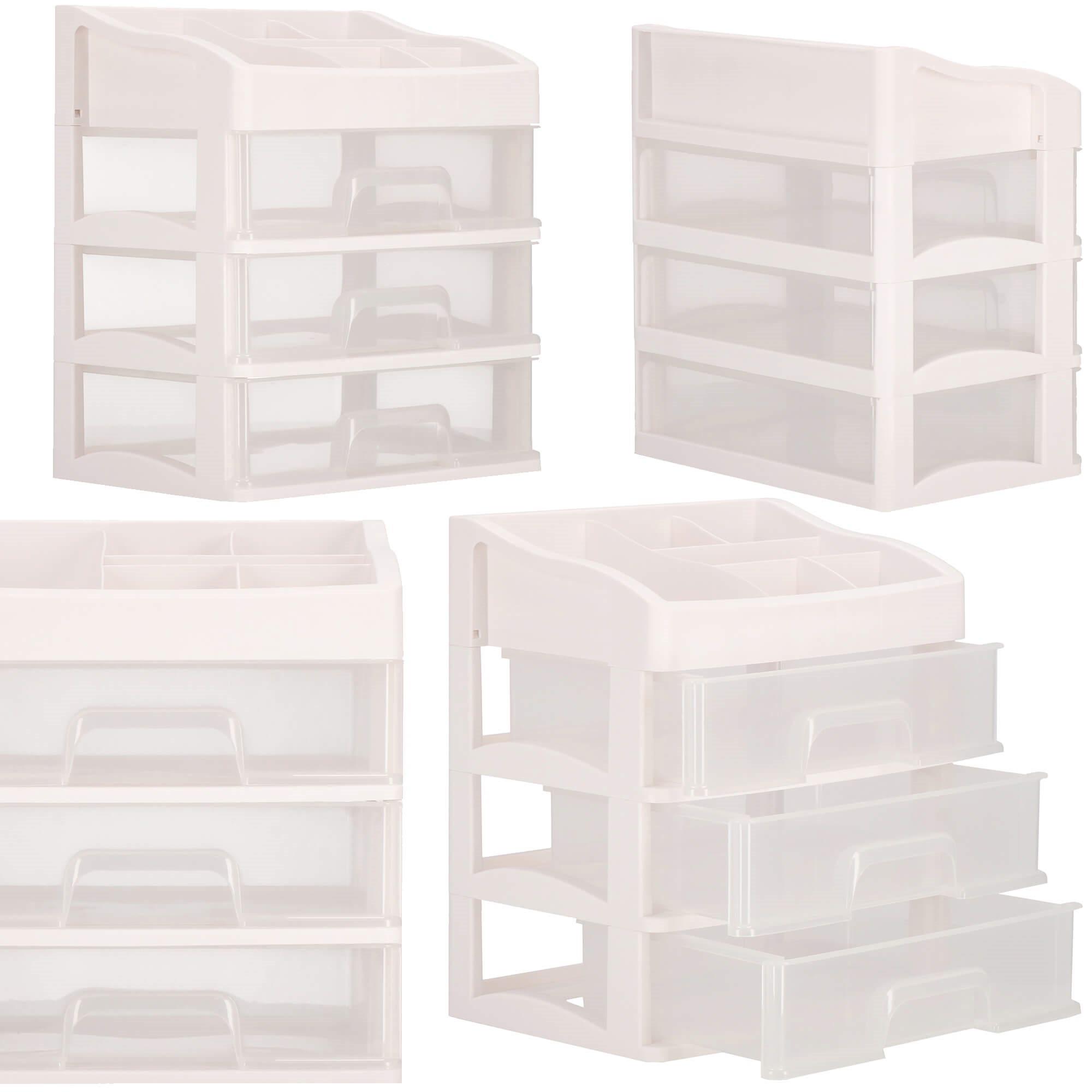 Springos Kosmetikos priemonių dėžutė BEAUTY BOX 3 DRAWERS OPEN CREAM