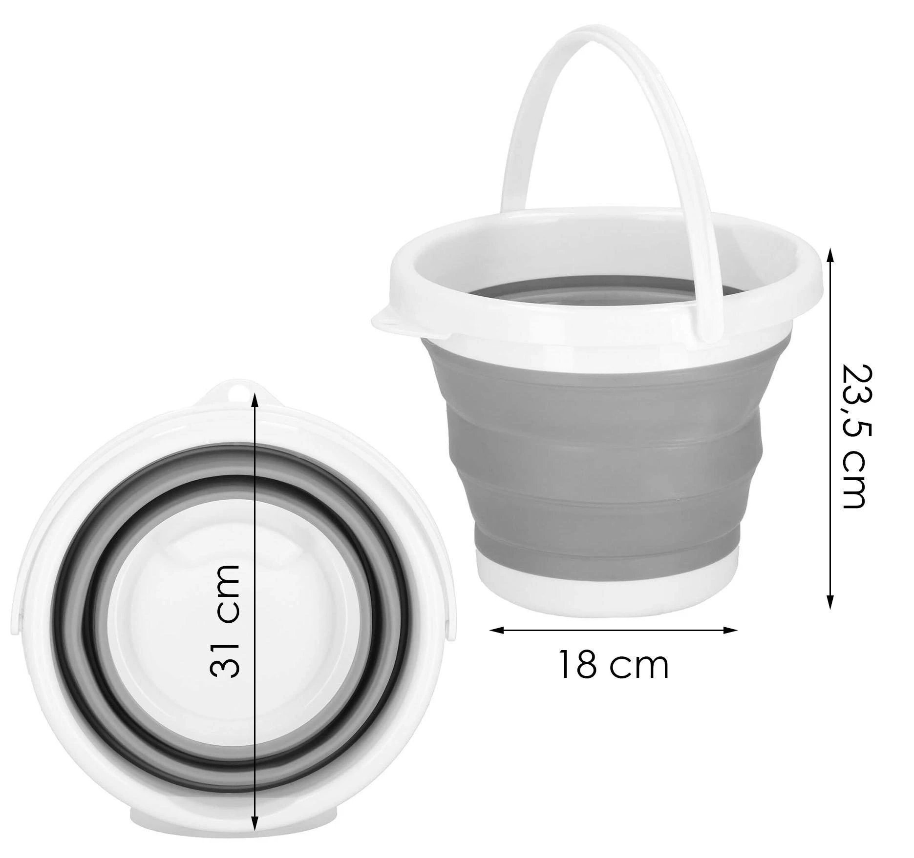 Springos Sulankstomas kibiras 10L pilkas/baltas