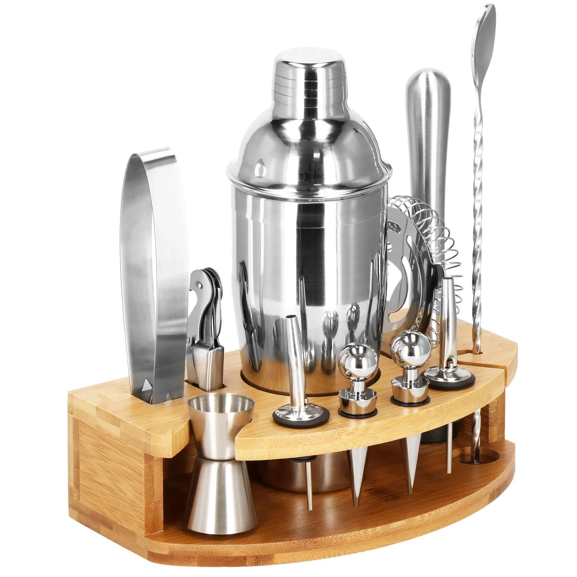 Springos Kokteilių gaminimo rinkinys su bambuko stovu PROFESSIONAL SET, 750ml 12vnt. MAXI
