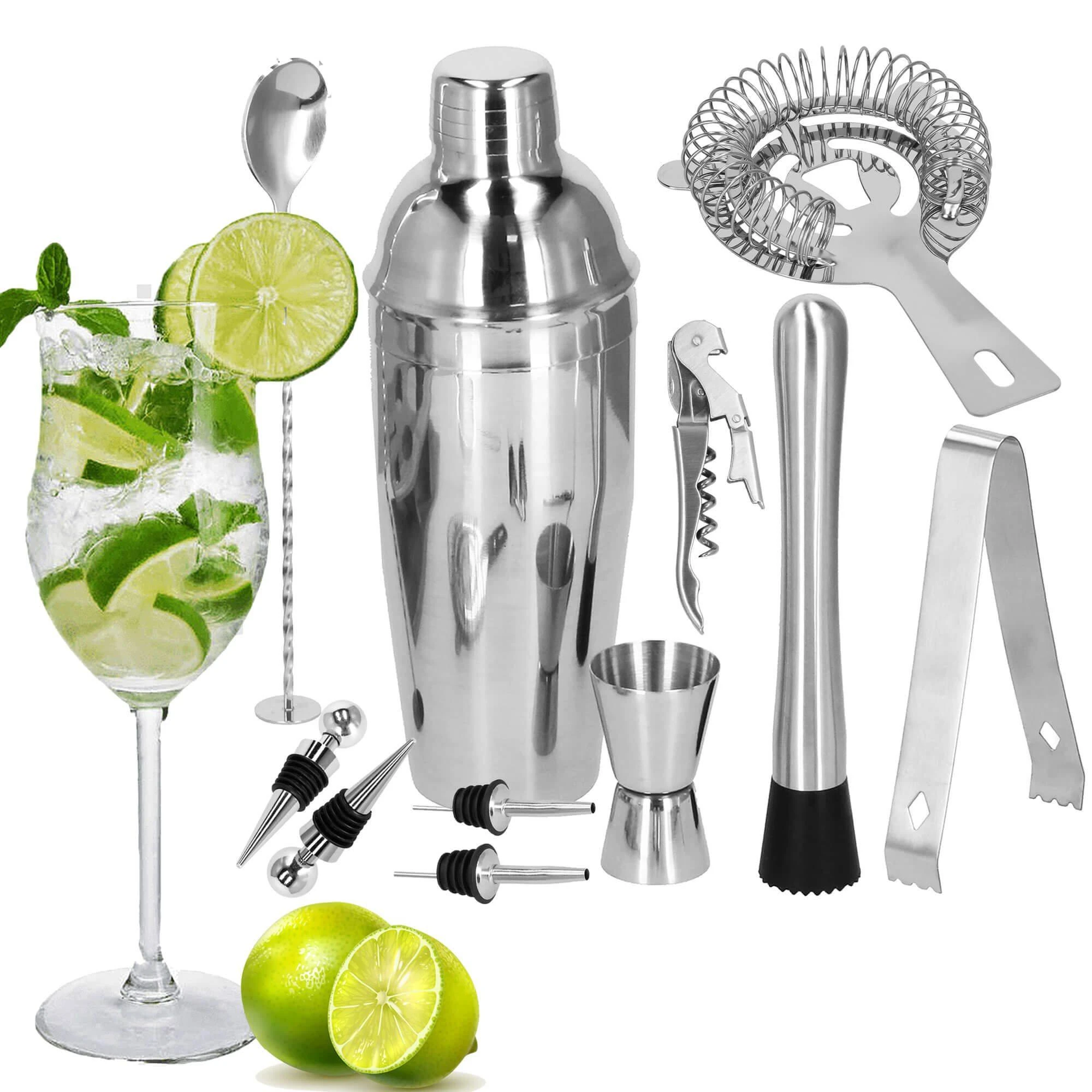 Springos Kokteilių gaminimo rinkinys su bambuko stovu PROFESSIONAL SET, 750ml 12vnt. MAXI