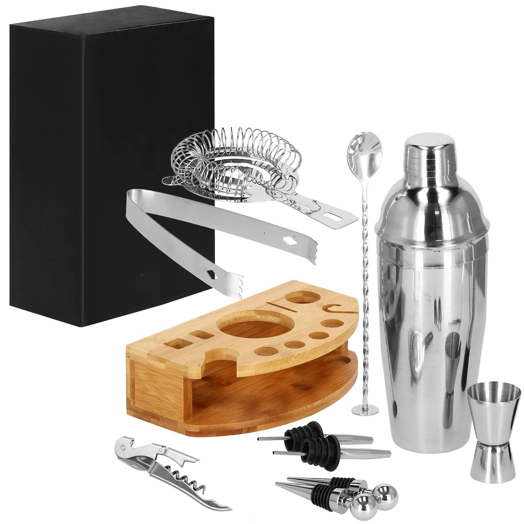 Springos Kokteilių gaminimo rinkinys su bambuko stovu PROFESSIONAL SET, 750ml 12vnt. MAXI